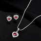 VOJ Silver Plated Pink Stone Studded Heart Shaped Chain Set - Swadesiicart