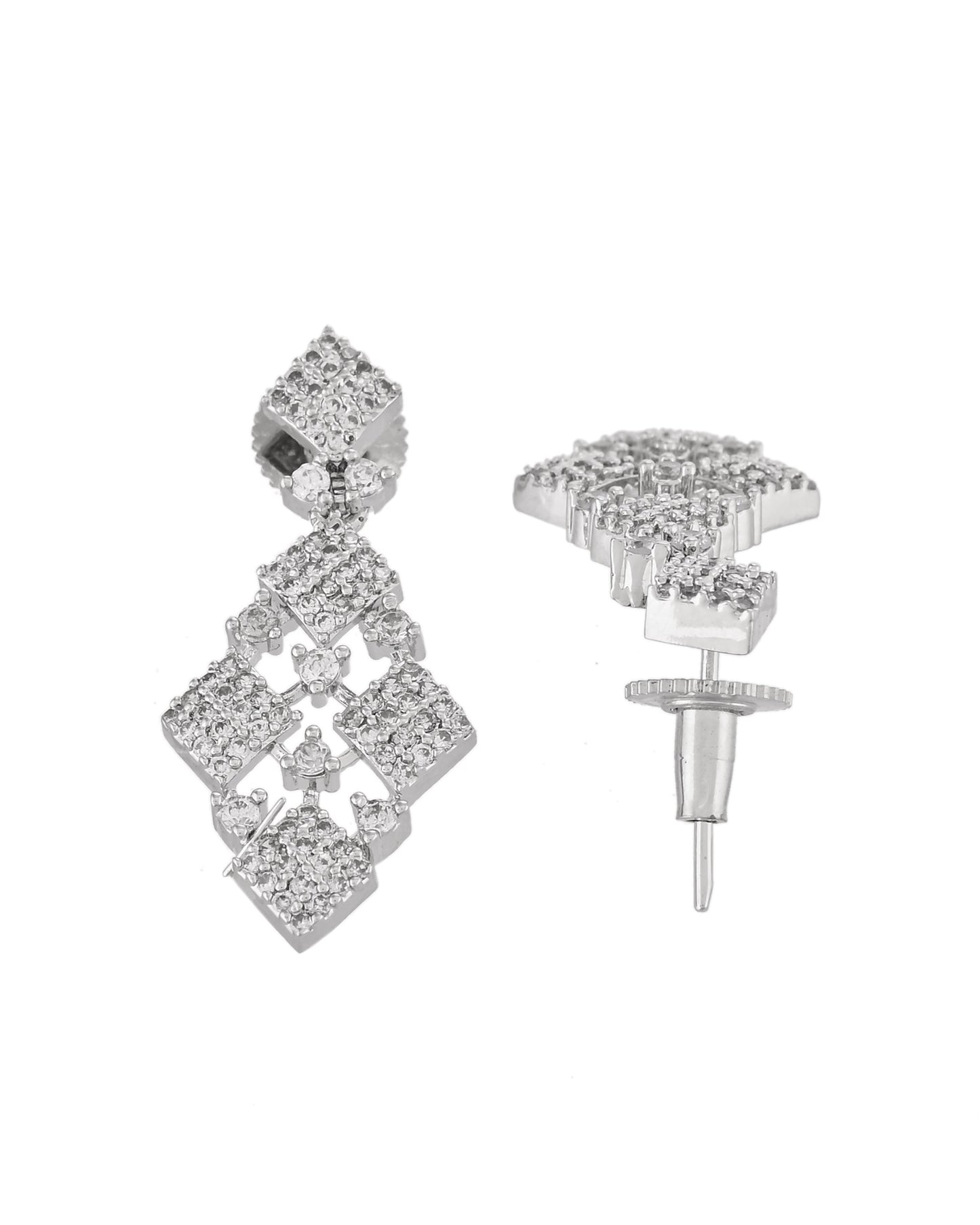 VOJ Silver Plated AD Stone Studded Hand Crafted Jewellery Set | Swadesiicart
