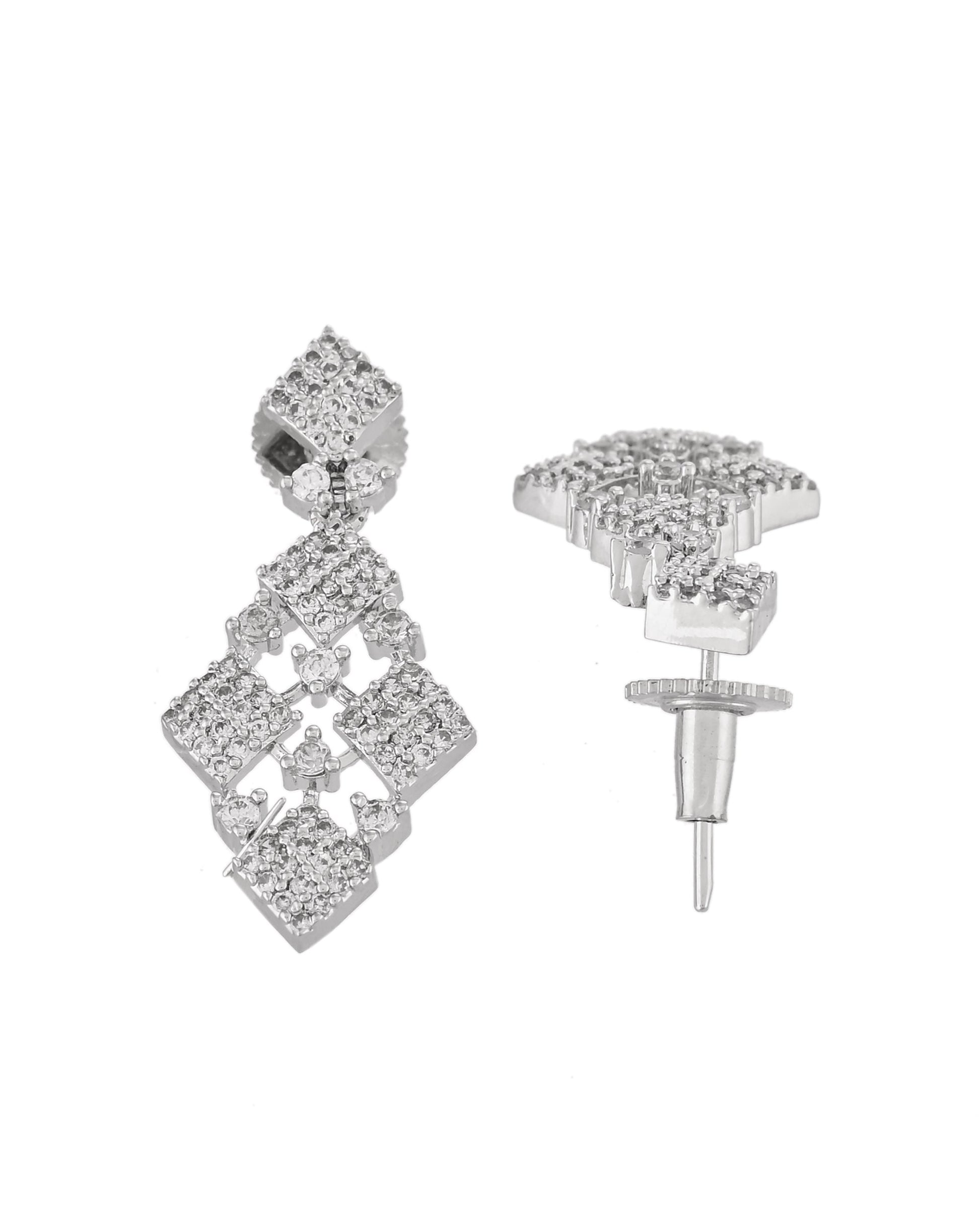 VOJ Silver Plated AD Stone Studded Hand Crafted Jewellery Set | Swadesiicart