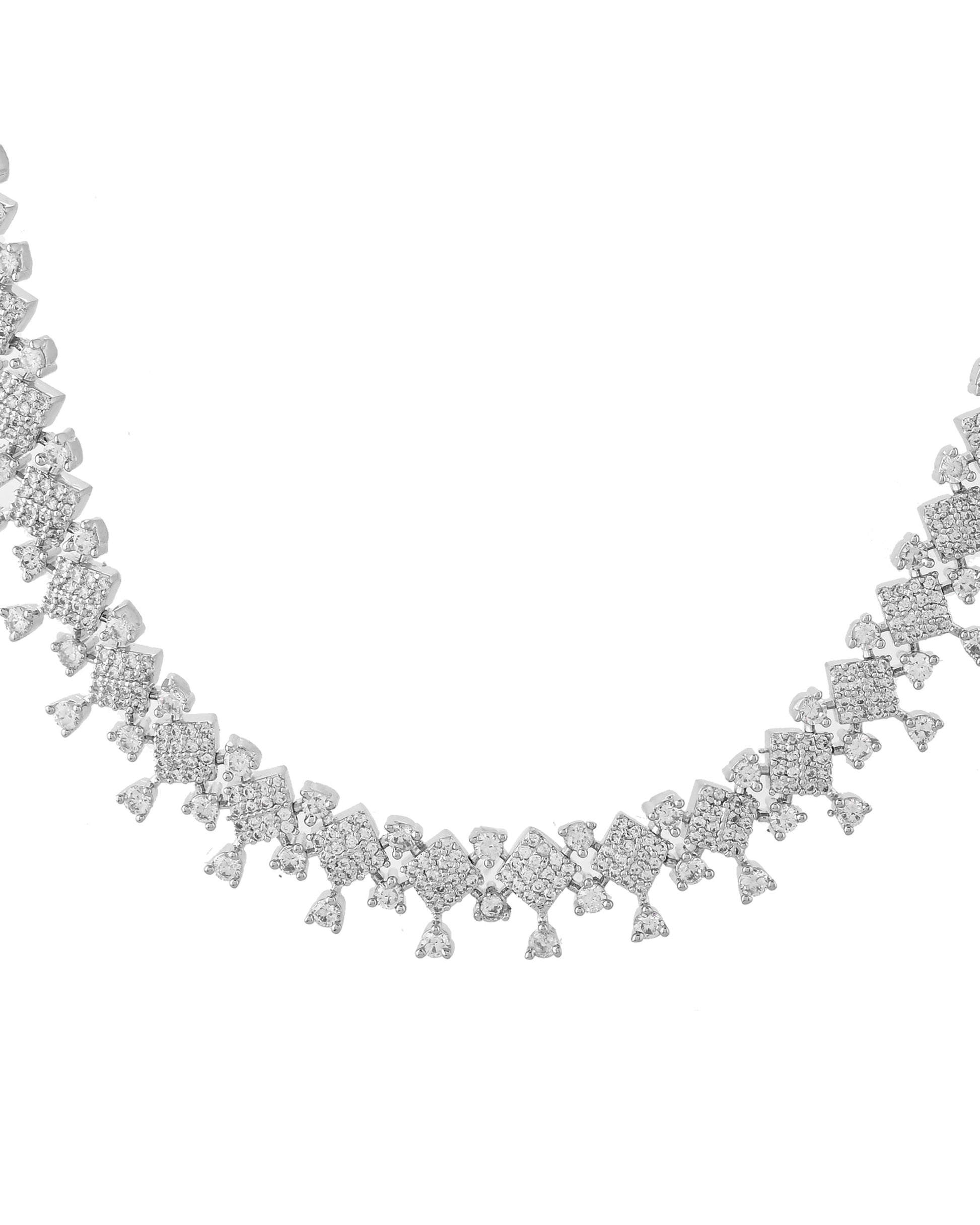 VOJ Silver Plated AD Stone Studded Hand Crafted Jewellery Set | Swadesiicart