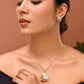 VOJ Gold Polished CZ Stone Studded Geometrical Jewellery Set | Swadesiicart