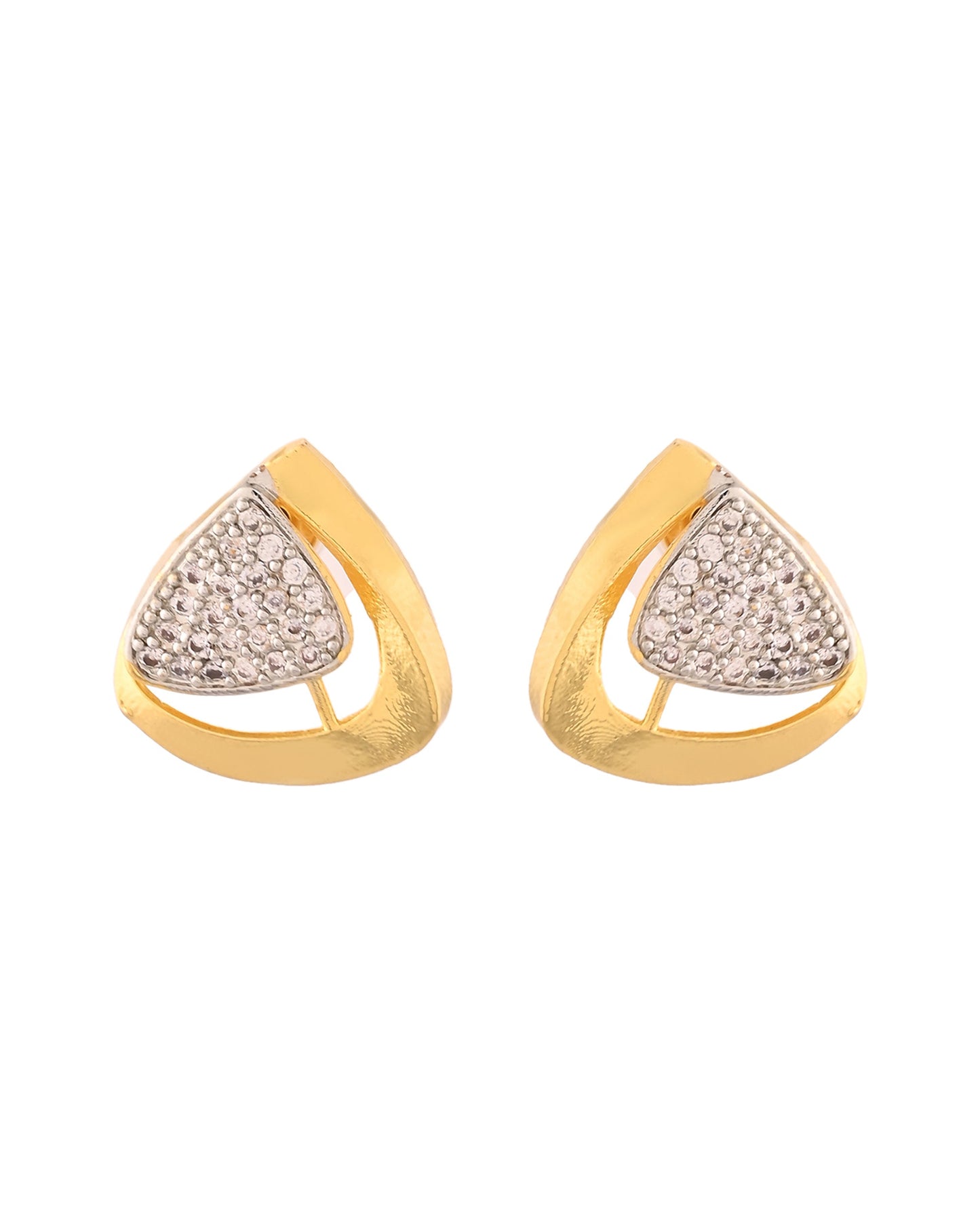 VOJ Gold Polished CZ Stone Studded Geometrical Jewellery Set | Swadesiicart