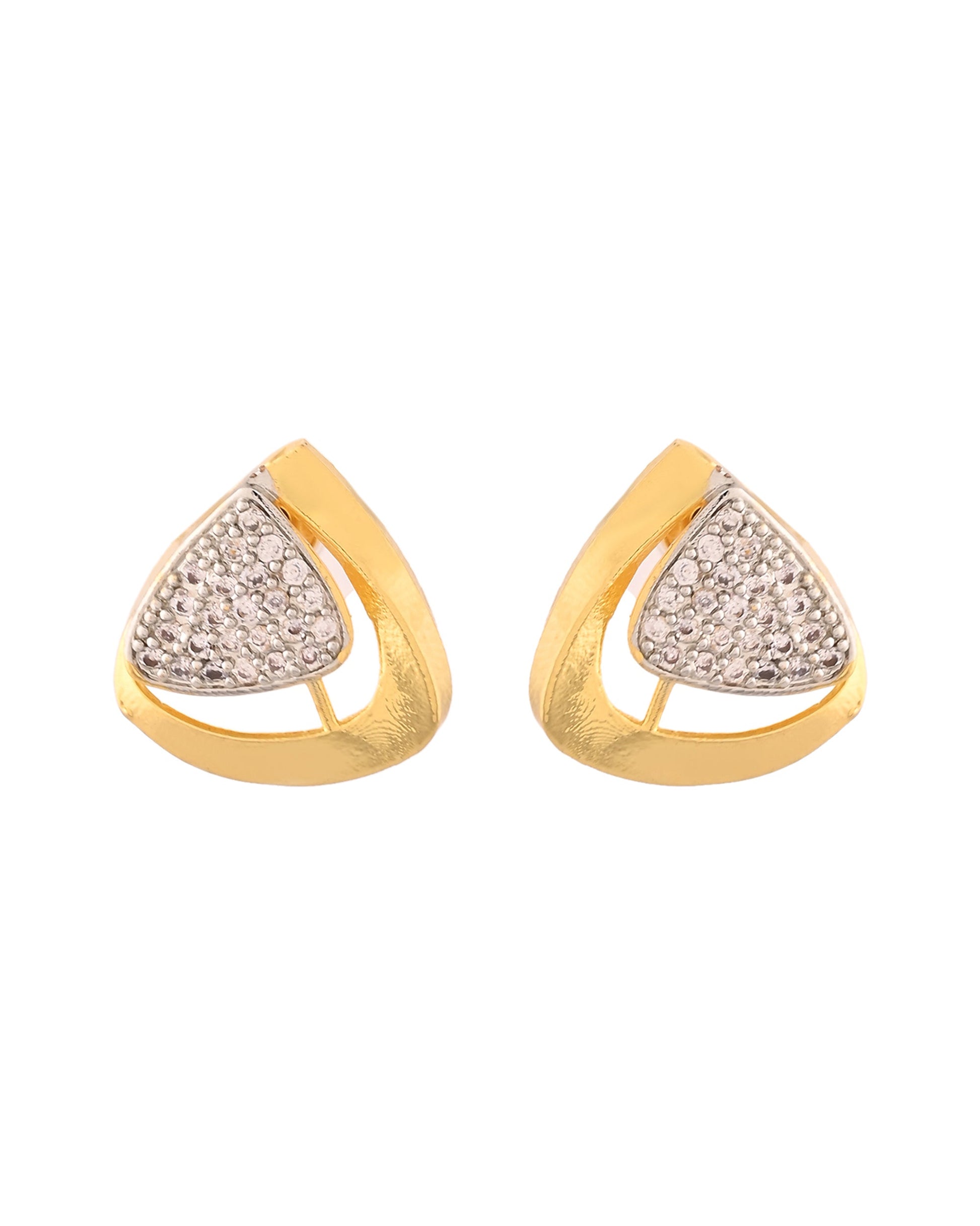 VOJ Gold Polished CZ Stone Studded Geometrical Jewellery Set | Swadesiicart