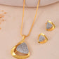 VOJ Gold Polished CZ Stone Studded Geometrical Jewellery Set | Swadesiicart