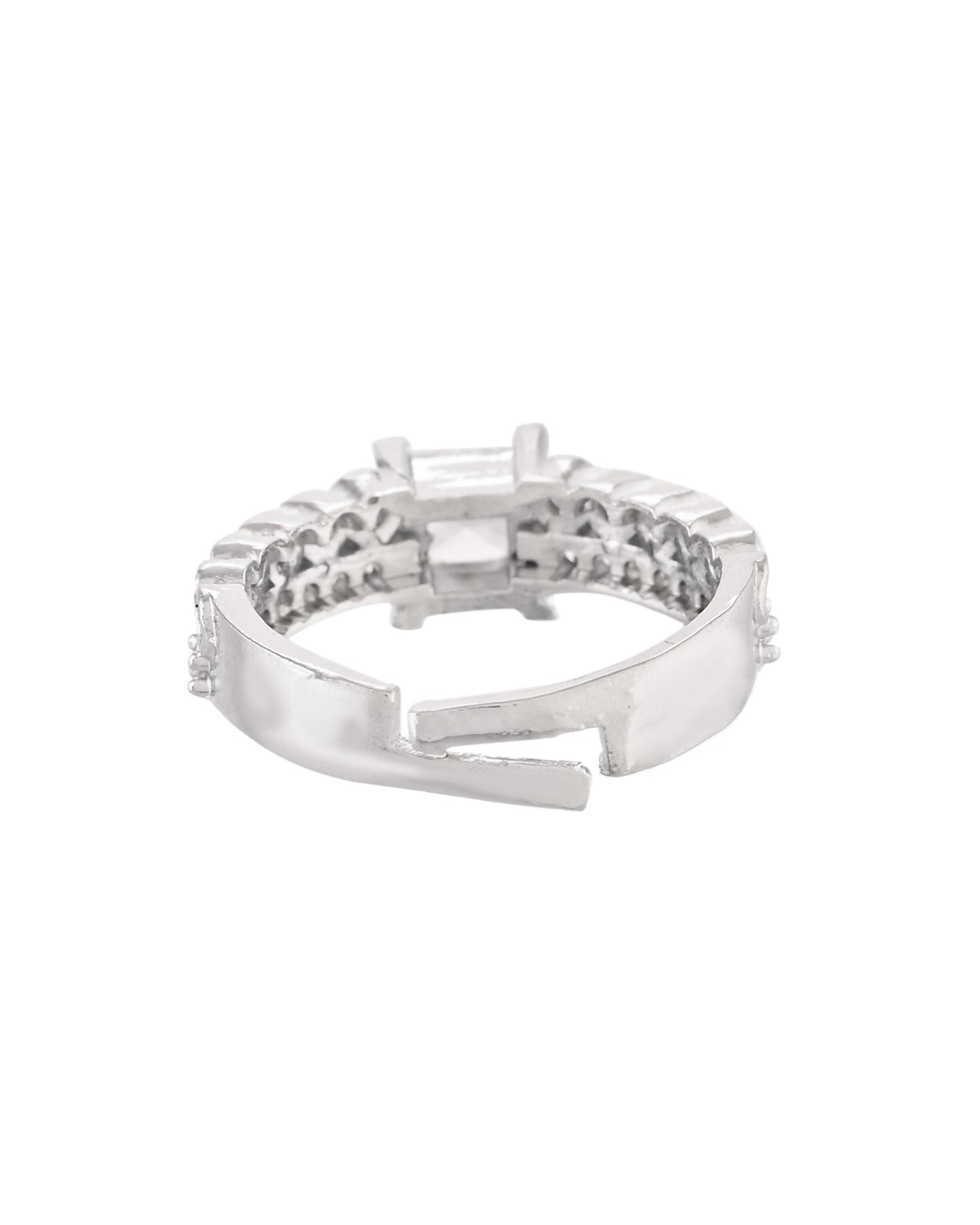 VOJ Silver Plated Cubic Zirconia Studded Finger Ring | Swadesiicart