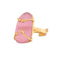 VOJ Stainless Steel Gold Polished Stone-Studded Adjustable Finger Ring - Swadesiicart
