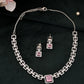 VOJ Silver Plated AD-Stone Studded Square Shaped Jewellery Set - Swadesiicart