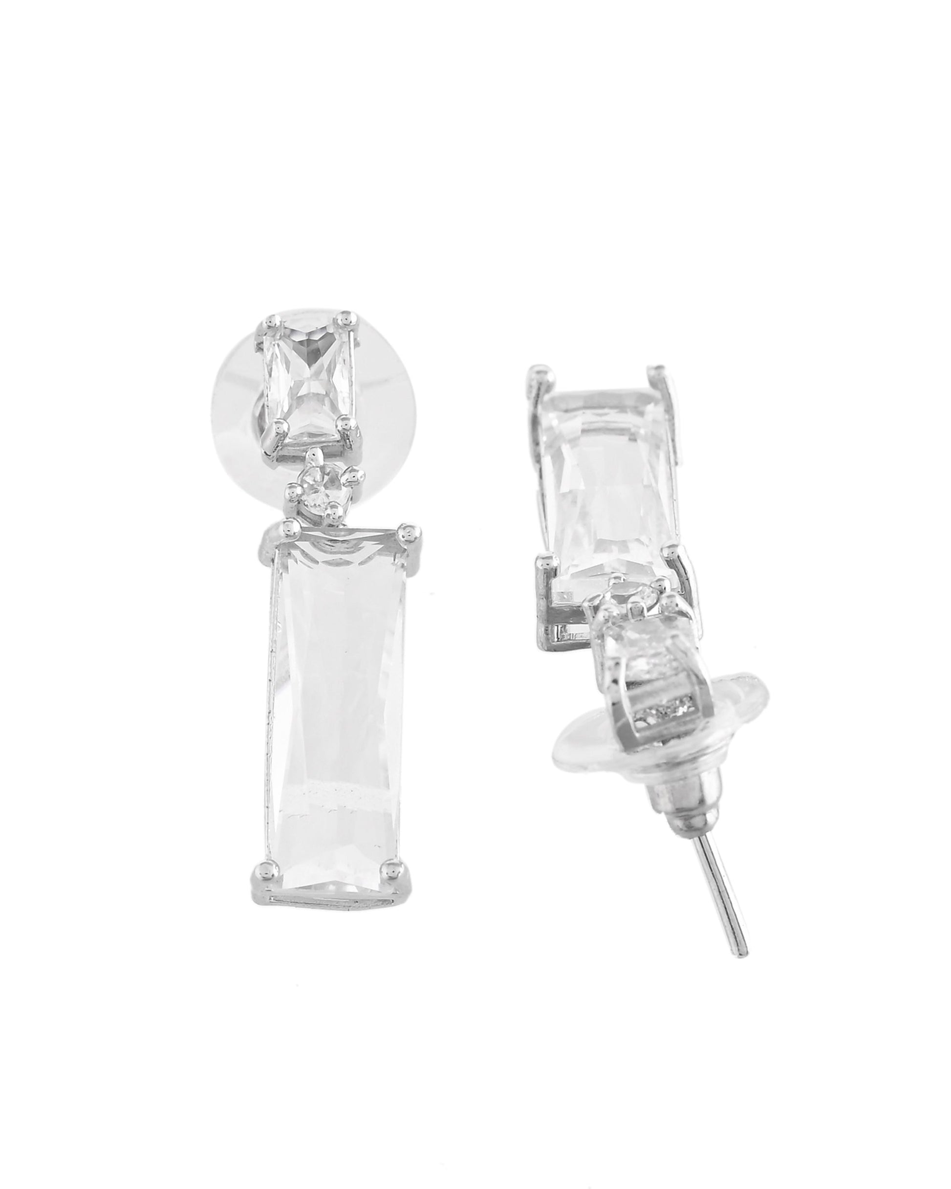 VOJ Silver Plated White Stone Studded Necklace Set | Swadesiicart