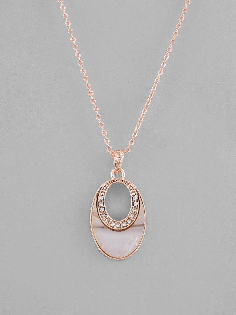 VOJ Rose Gold-Polished Oval Pandent Chain | Swadesiicart