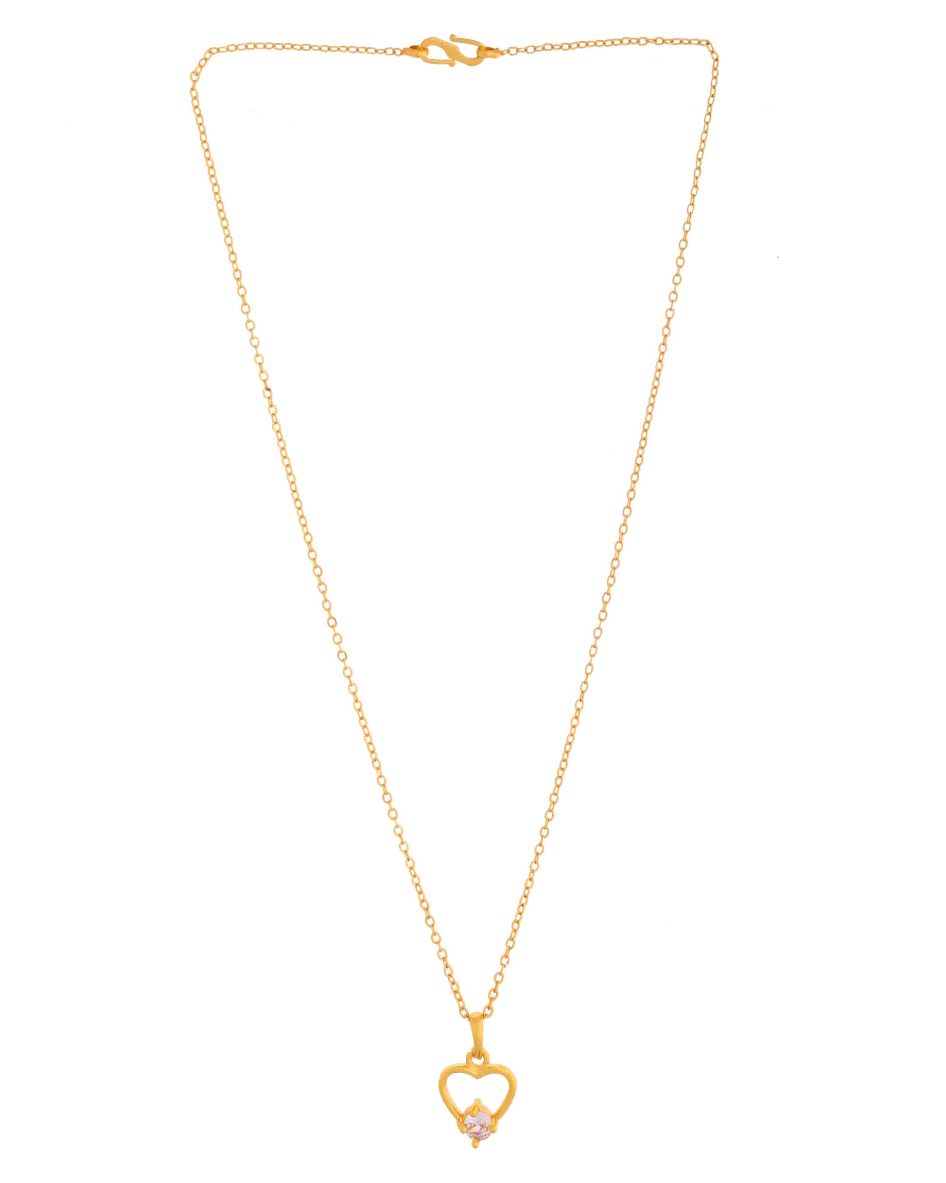VOJ Gold Polished Stainless Steel Chain With Stone Studded Pendant - Swadesiicart
