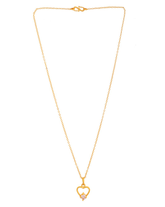 VOJ Gold Polished Stainless Steel Chain With Stone Studded Pendant - Swadesiicart