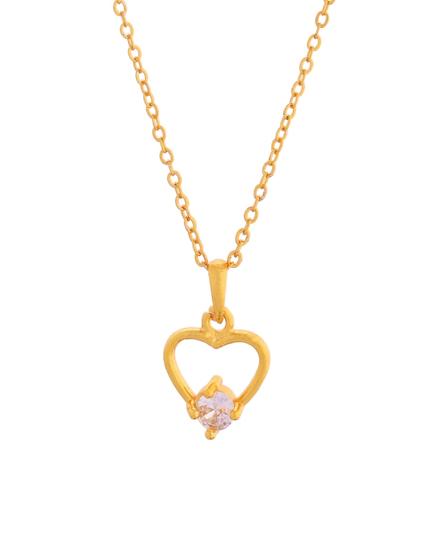 VOJ Gold Polished Stainless Steel Chain With Stone Studded Pendant - Swadesiicart