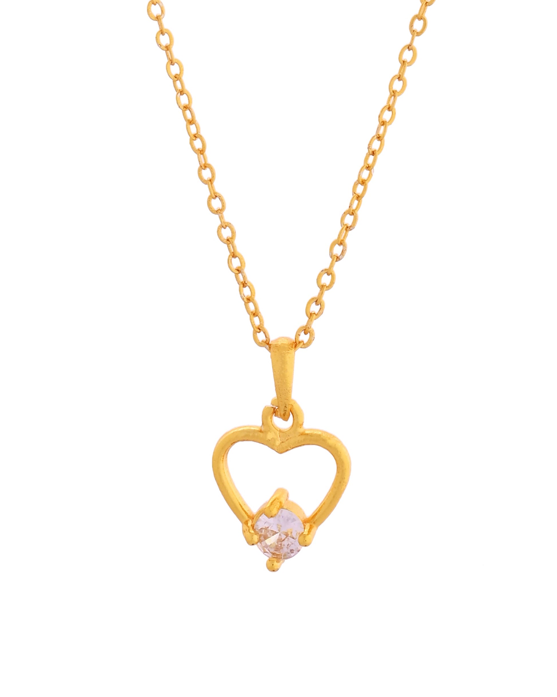 VOJ Gold Polished Stainless Steel Chain With Stone Studded Pendant - Swadesiicart