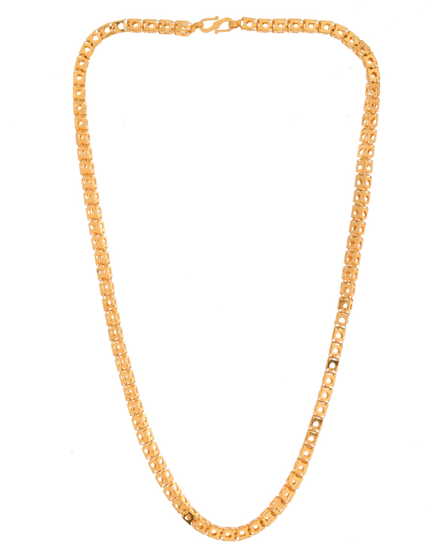 VOJ Men Stainless Steel Gold Polished Square Shaped Chain - Swadesiicart