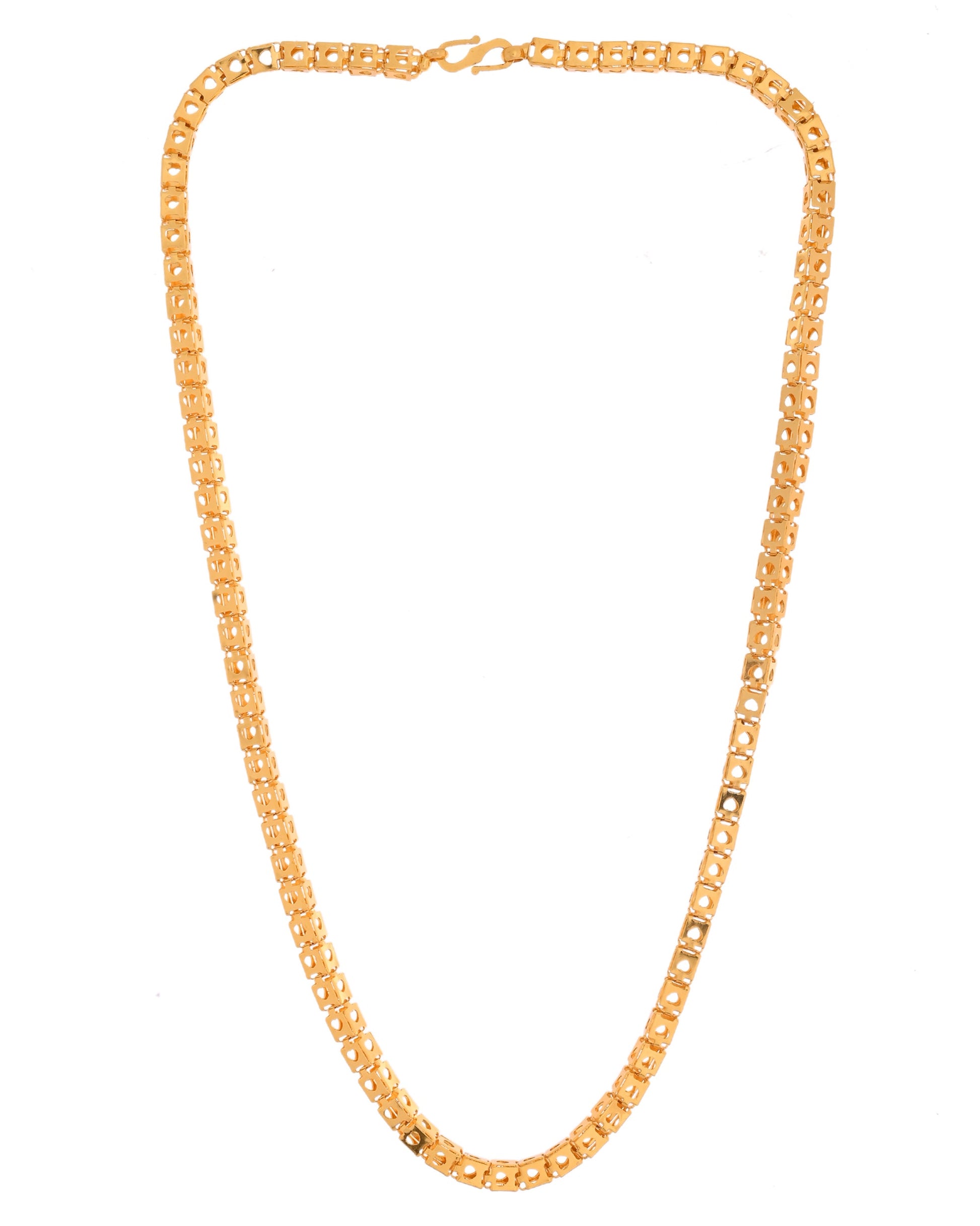 VOJ Men Stainless Steel Gold Polished Square Shaped Chain - Swadesiicart