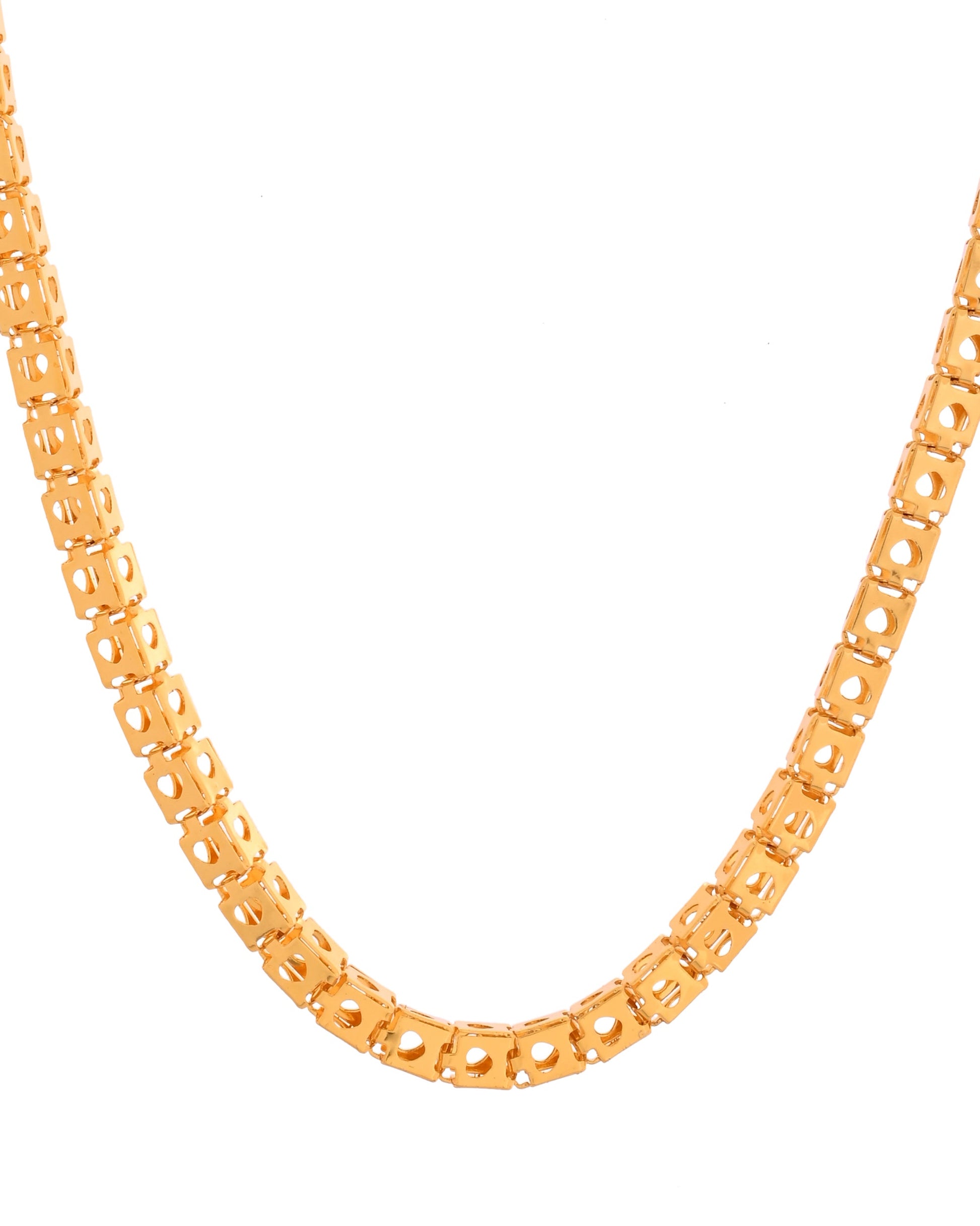 VOJ Men Stainless Steel Gold Polished Square Shaped Chain - Swadesiicart