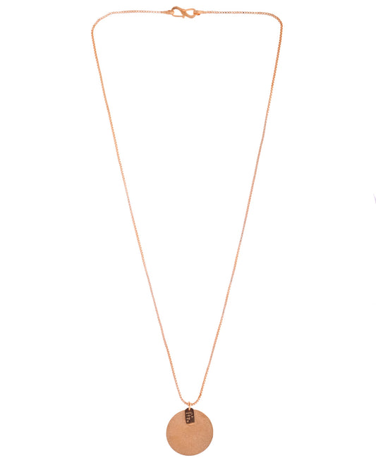 VOJ Gold Polished Chain With Circular Pendant - Swadesiicart