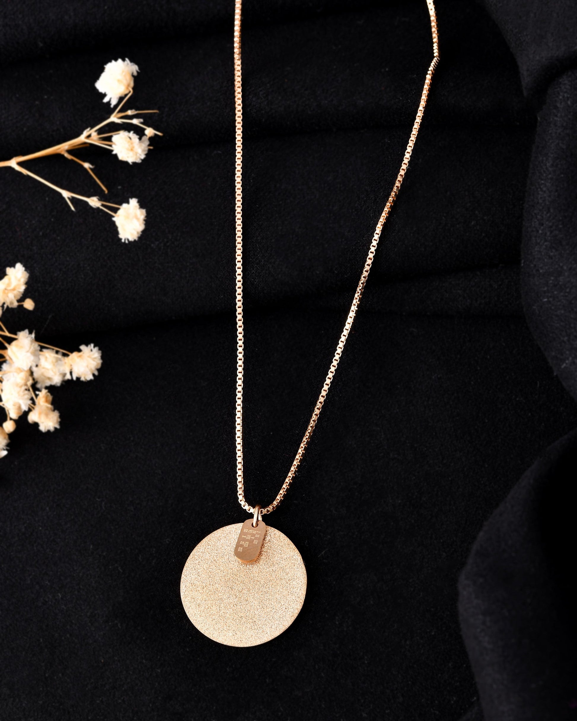 VOJ Gold Polished Chain With Circular Pendant - Swadesiicart