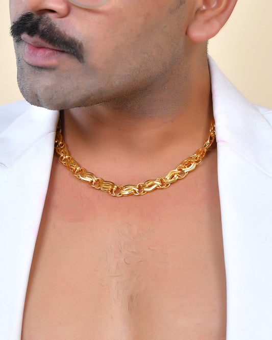 VOJ Gold Polished Stylish Stainless Steel Chain For Men - Swadesiicart