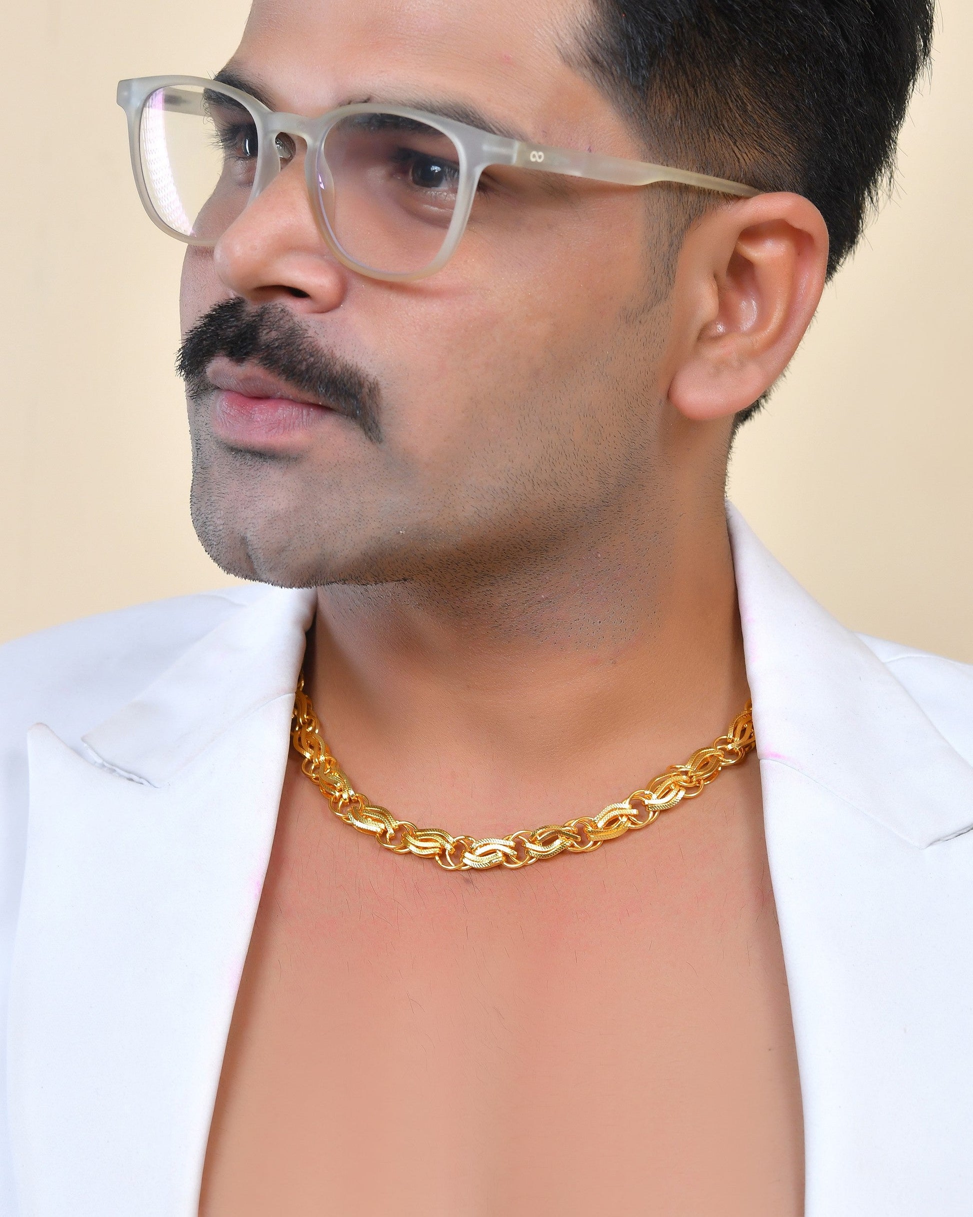 VOJ Gold Polished Stylish Stainless Steel Chain For Men - Swadesiicart