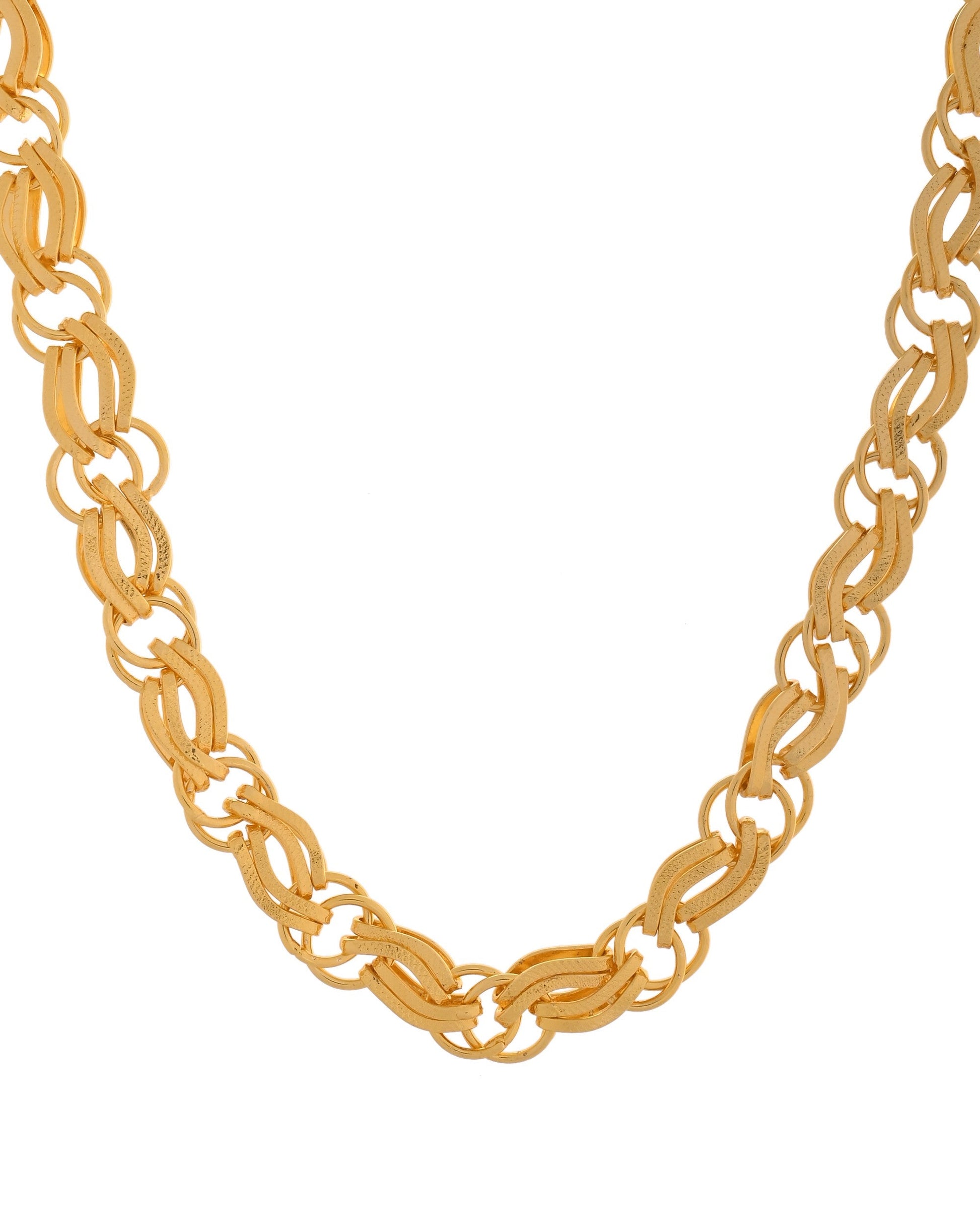 VOJ Gold Polished Stylish Stainless Steel Chain For Men - Swadesiicart