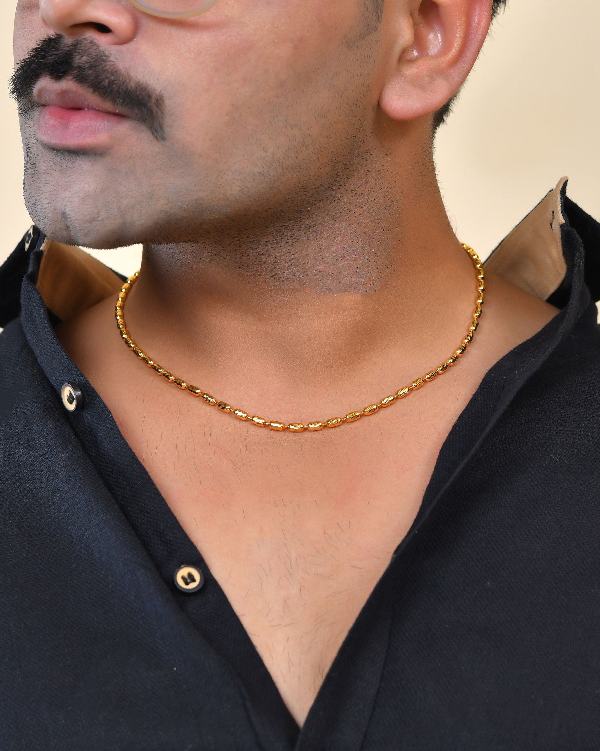 VOJ Gold Polished Designer Stainless Steel Chain For Men - Swadesiicart