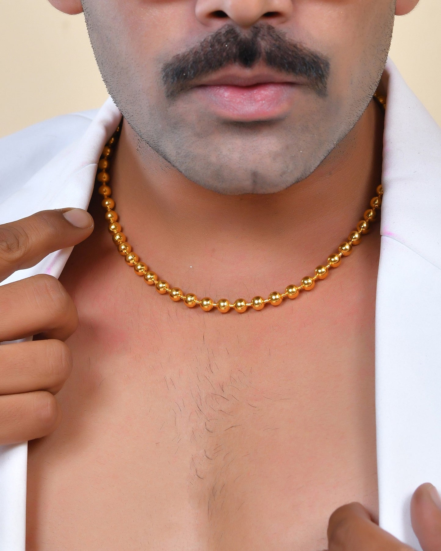 VOJ Gold Polished Ball Shaped Elegant Chain For Men - Swadesiicart