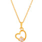 VOJ Gold Polished Chain With Heart Shaped Stone Studded Pendant - Swadesiicart