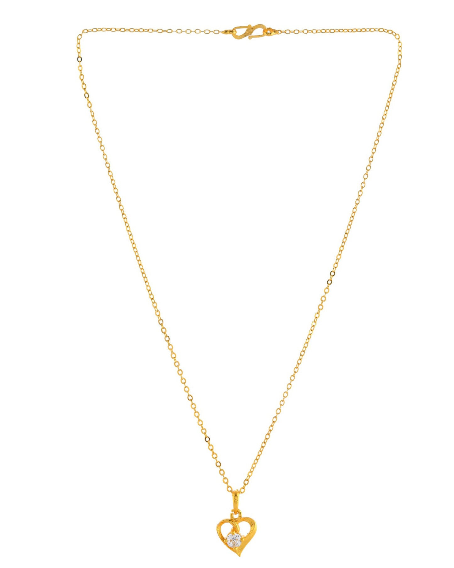 VOJ Gold Polished Chain With Heart Shaped Pendant - Swadesiicart