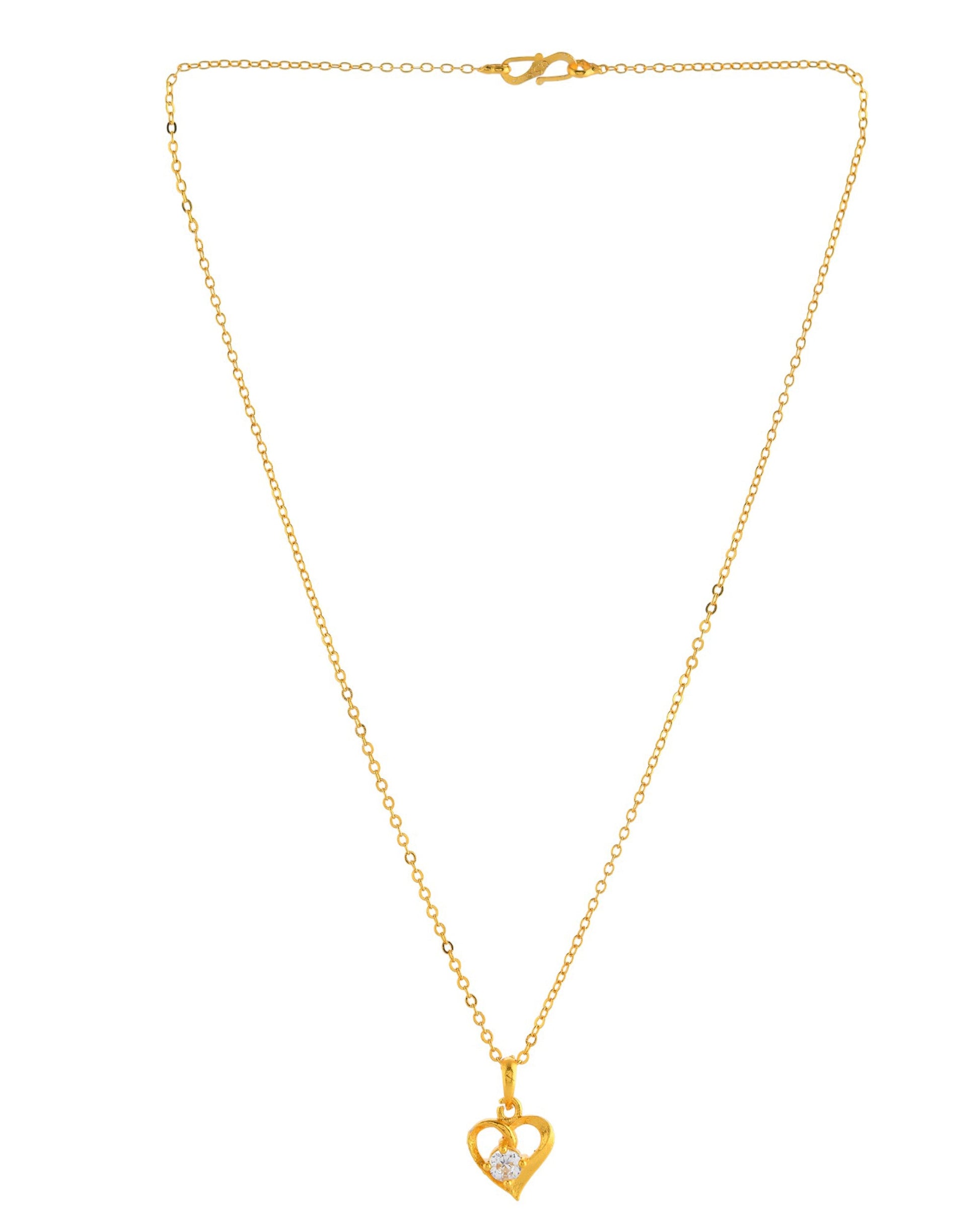 VOJ Gold Polished Chain With Heart Shaped Pendant - Swadesiicart