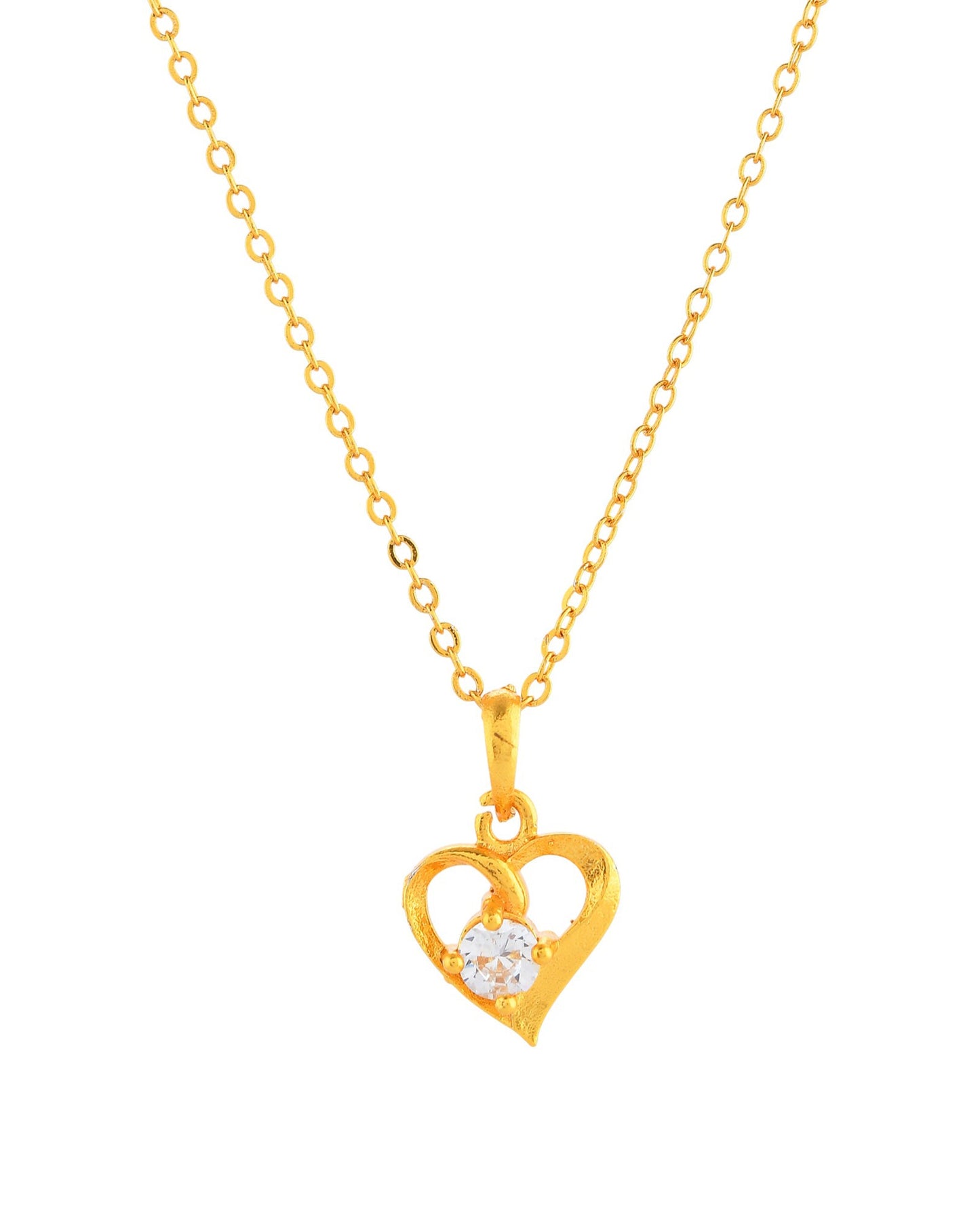 VOJ Gold Polished Chain With Heart Shaped Pendant - Swadesiicart