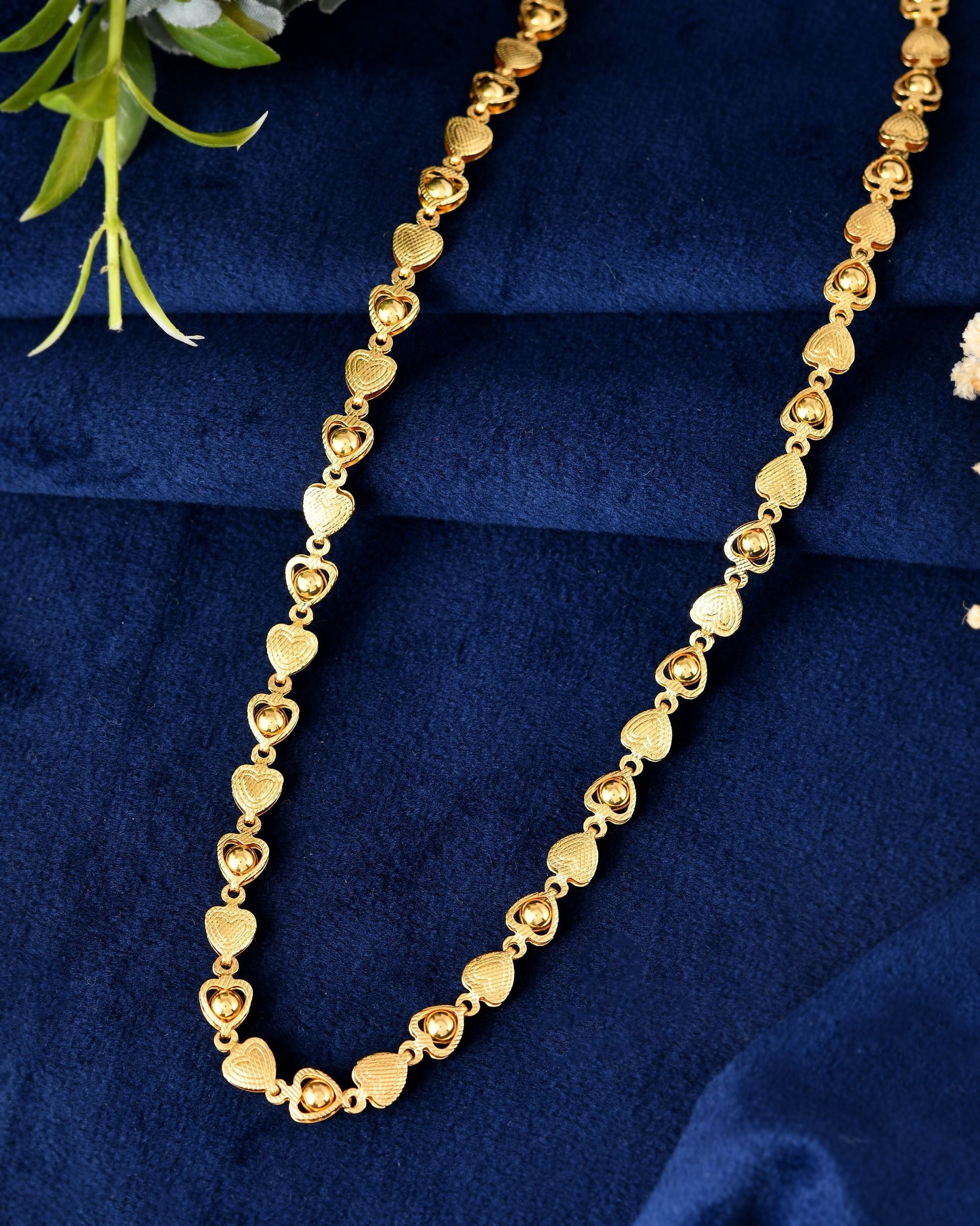 VOJ Women Gold Polished Heart Shaped Chain - Swadesiicart