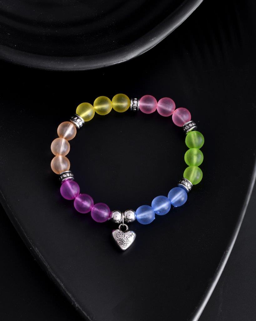 VOJ Multi Colour Beaded Elasticated Bracelet - Swadesiicart