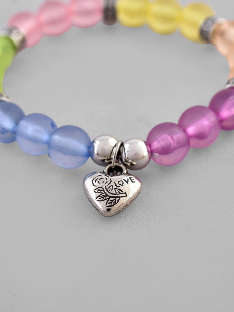 VOJ Multi Colour Beaded Elasticated Bracelet - VOJ (Valley Of Jewellery)