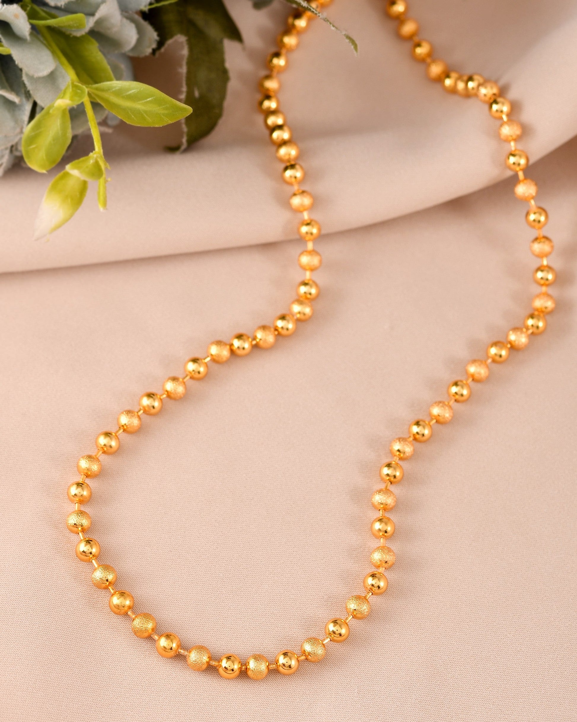 VOJ Men Gold Polished Ball Studded Elegant Chain - Swadesiicart