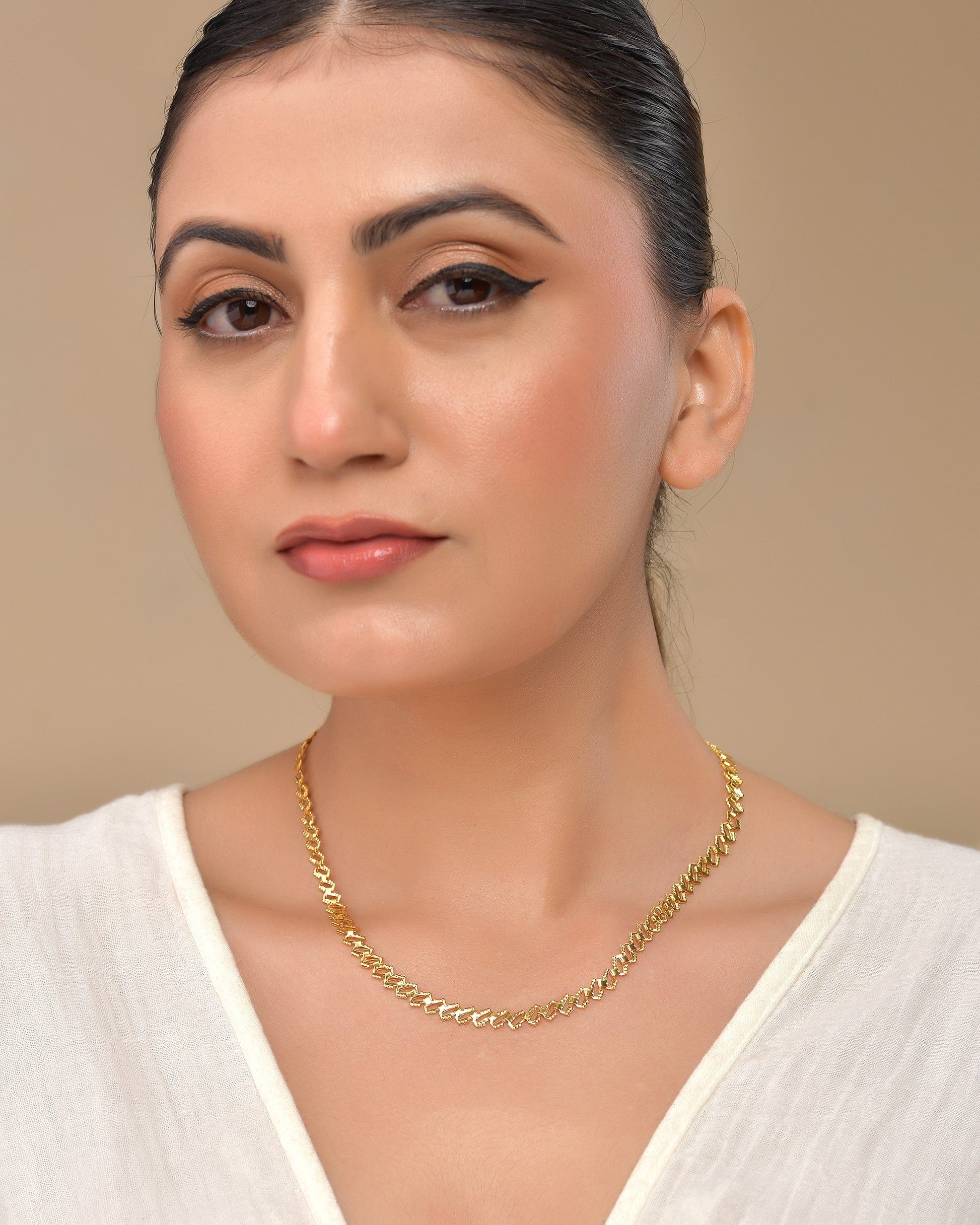 VOJ Gold Polished Designer Stainless Steel Chain For Women - Swadesiicart