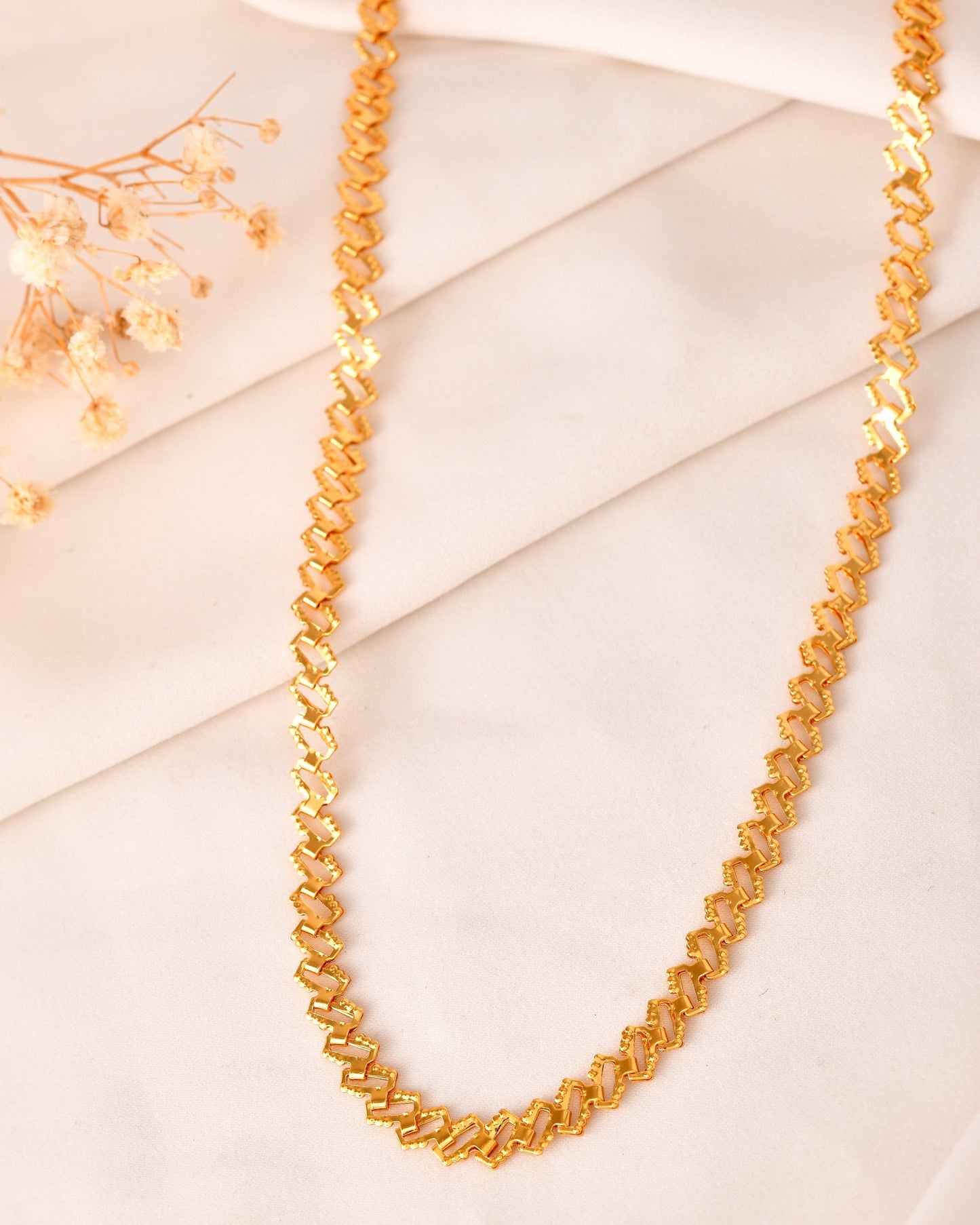 VOJ Gold Polished Designer Stainless Steel Chain For Women - Swadesiicart
