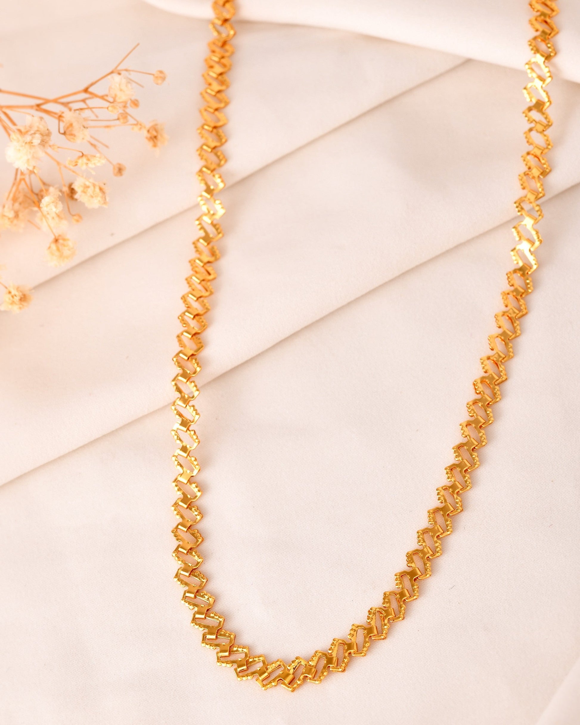 VOJ Gold Polished Designer Stainless Steel Chain For Women - Swadesiicart