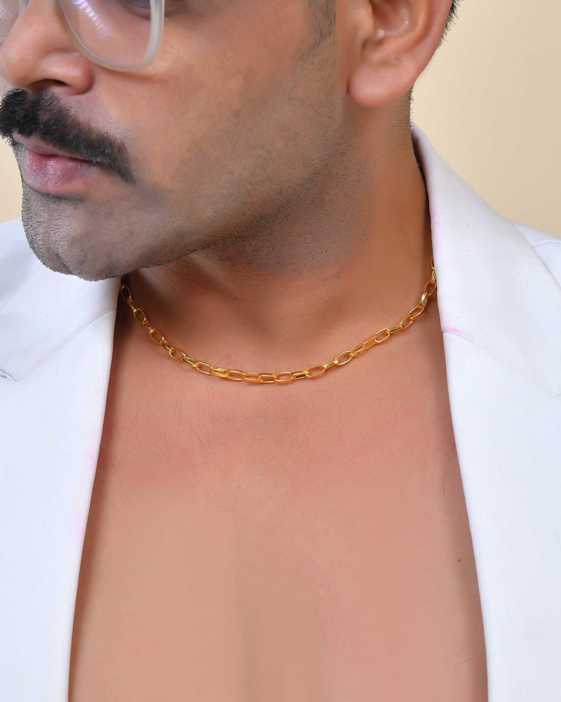 VOJ Gold Polished Stainless Steel Linked Chain For Men - Swadesiicart