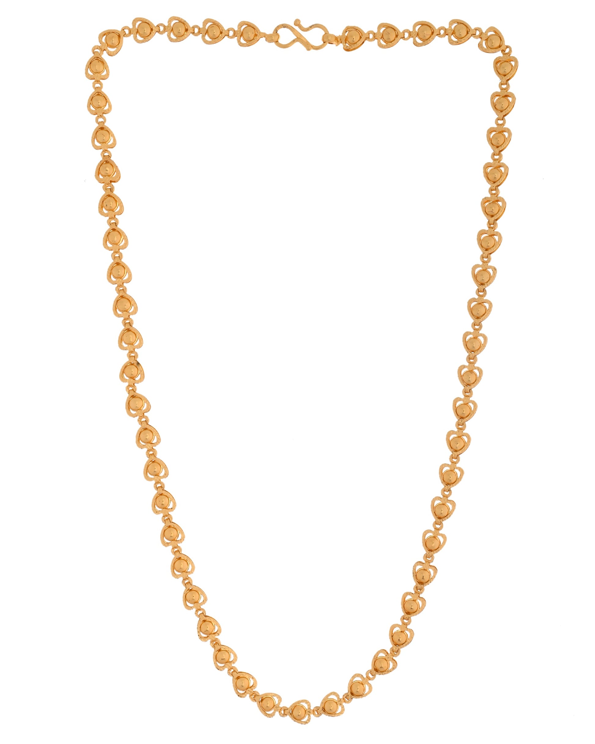 VOJ Gold Polished Heart Shaped Simple Chain For Women - Swadesiicart