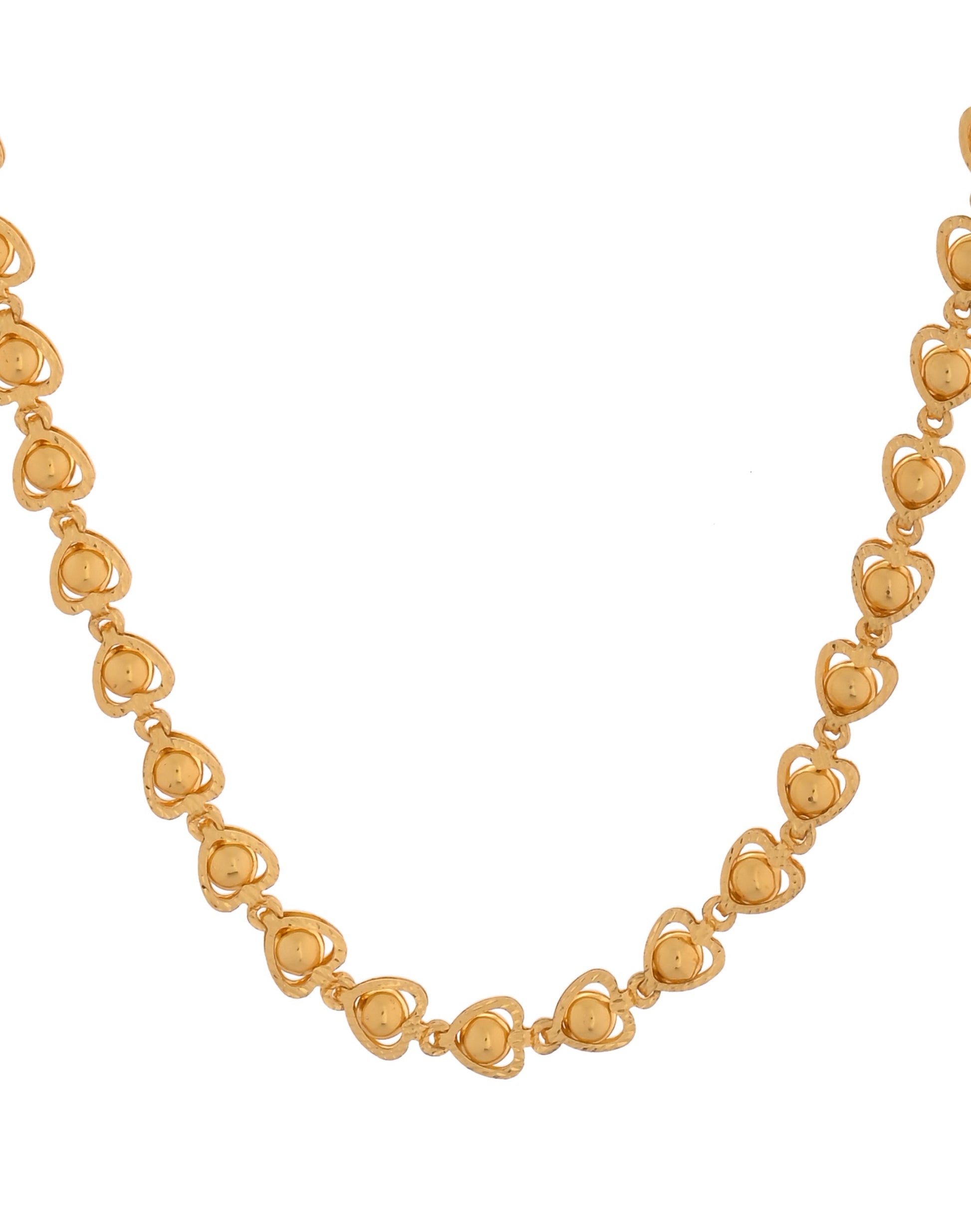 VOJ Gold Polished Heart Shaped Simple Chain For Women - Swadesiicart