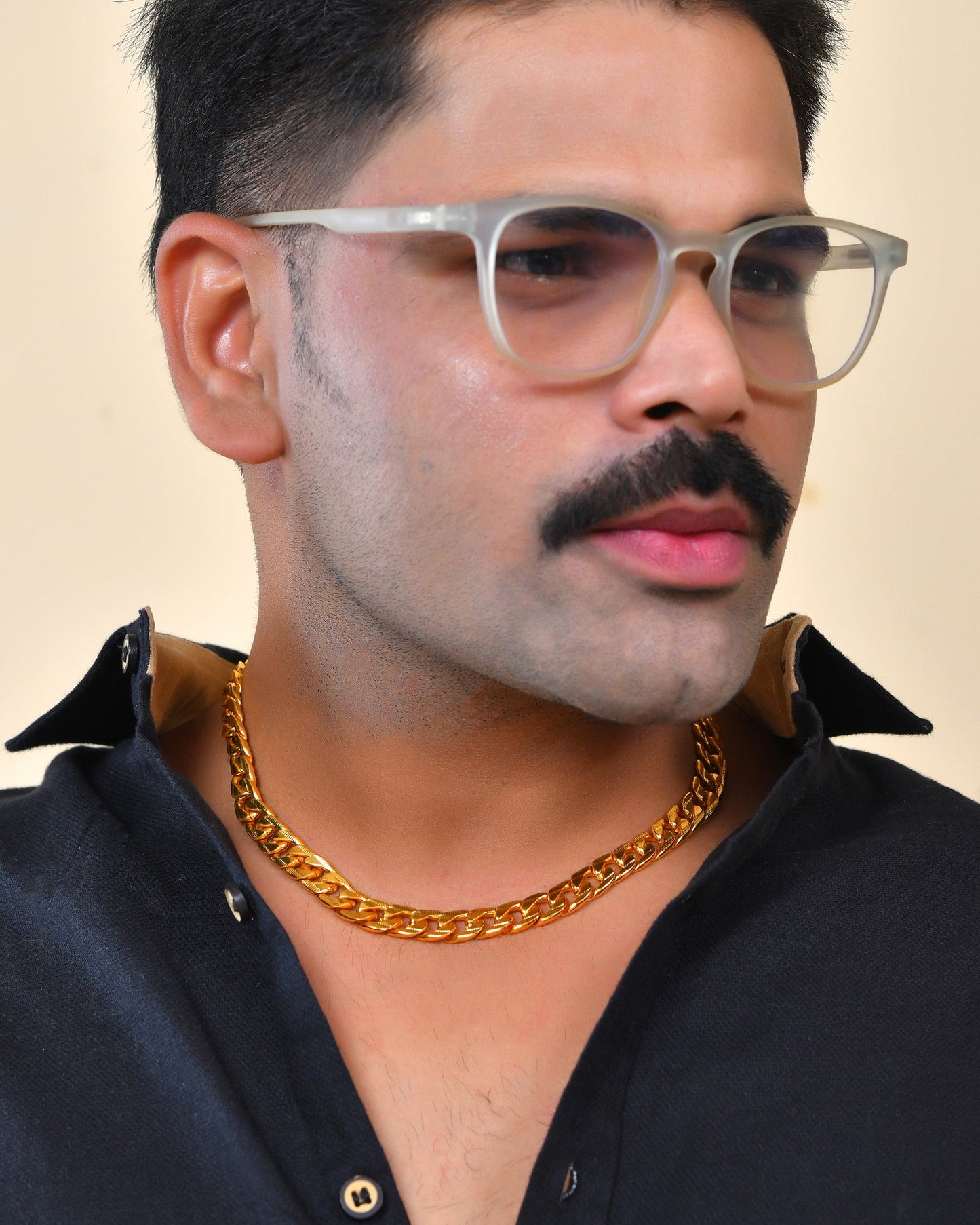 VOJ Gold Polished Stainless Steel Thick Linked Chain - Swadesiicart