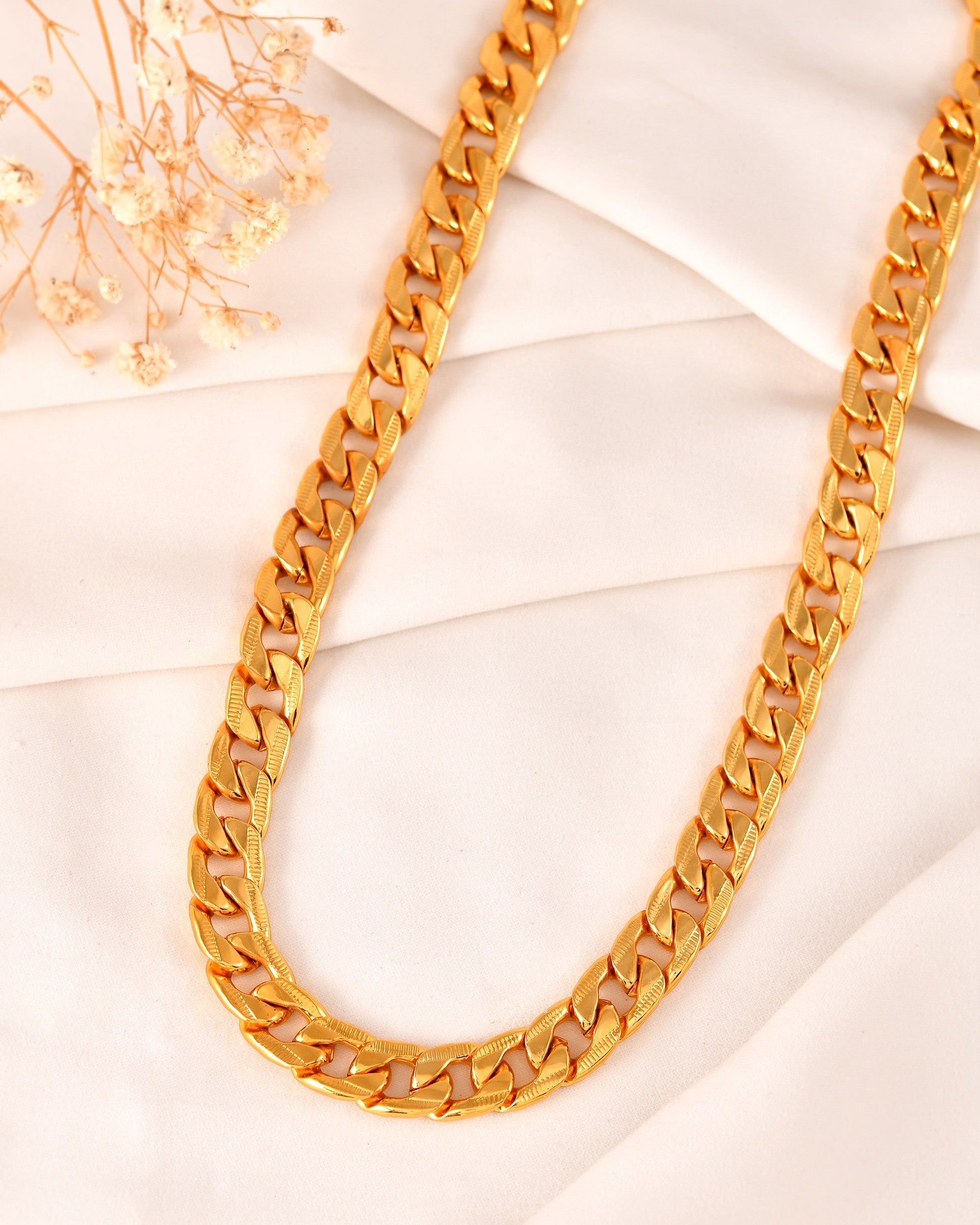 VOJ Gold Polished Stainless Steel Thick Linked Chain - Swadesiicart
