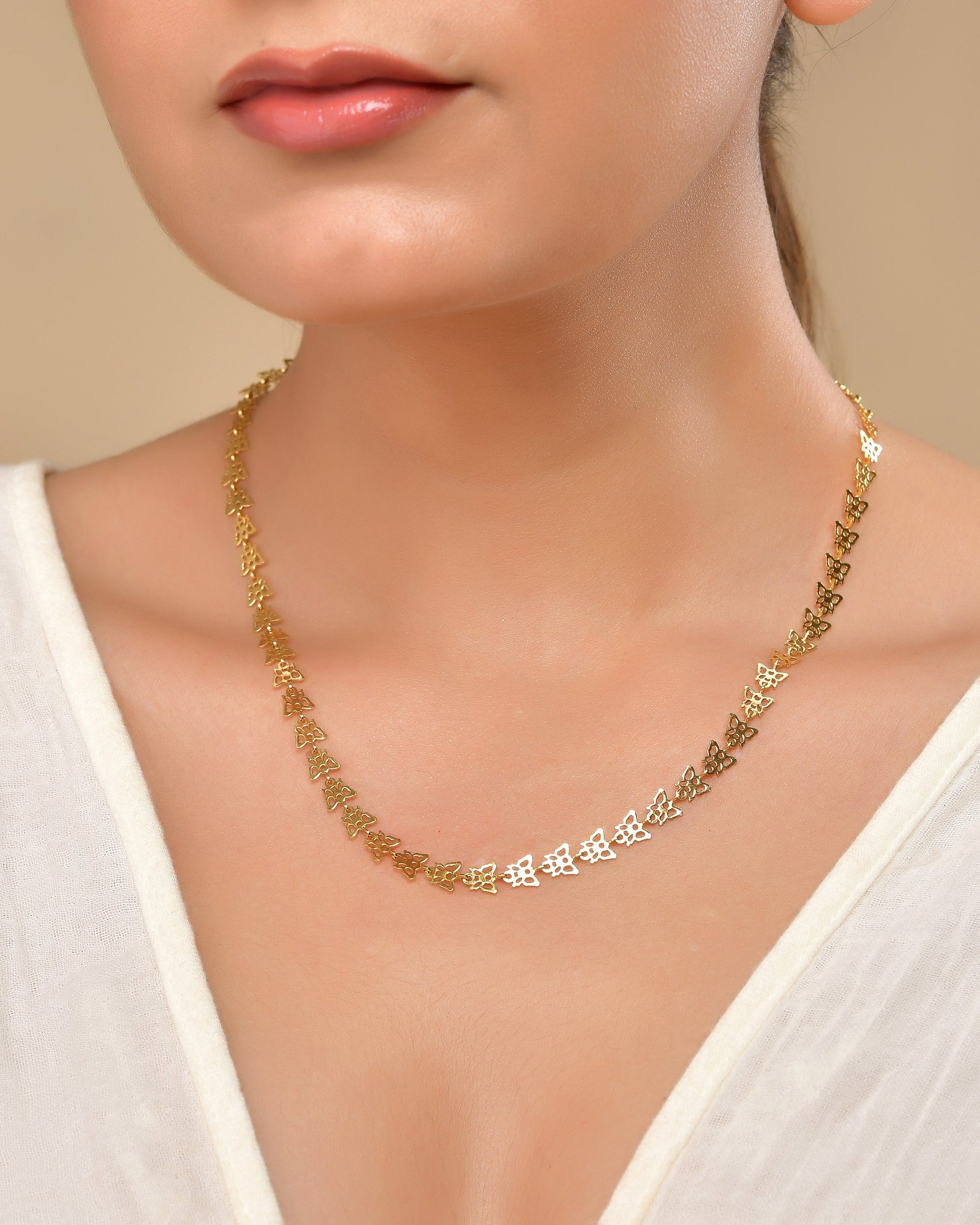 VOJ Gold Polished Stylish Butterfly Shaped Chain - Swadesiicart