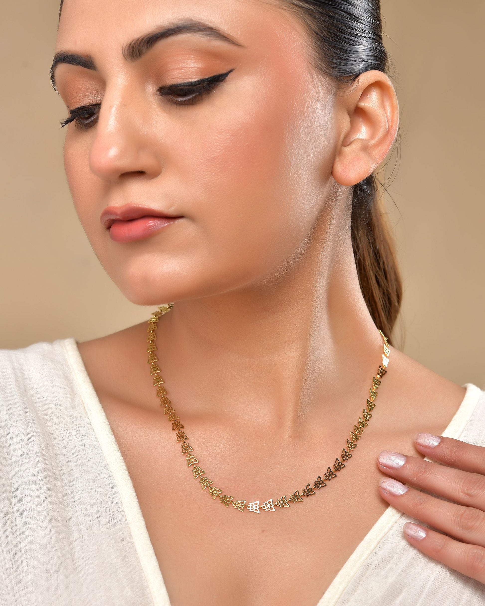 VOJ Gold Polished Stylish Butterfly Shaped Chain - Swadesiicart