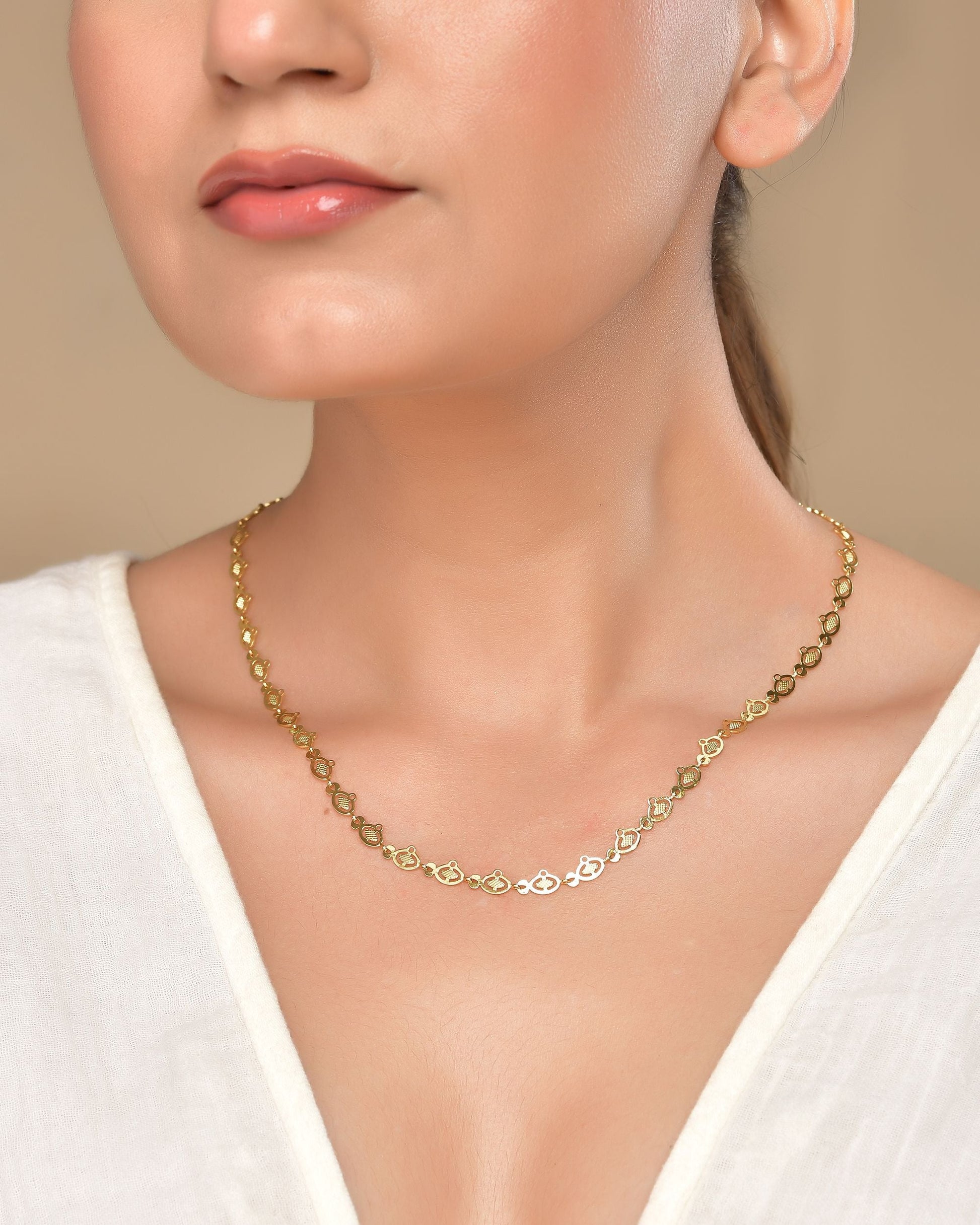 VOJ Gold Polished Oval Shaped Minimal Chain For Women - Swadesiicart