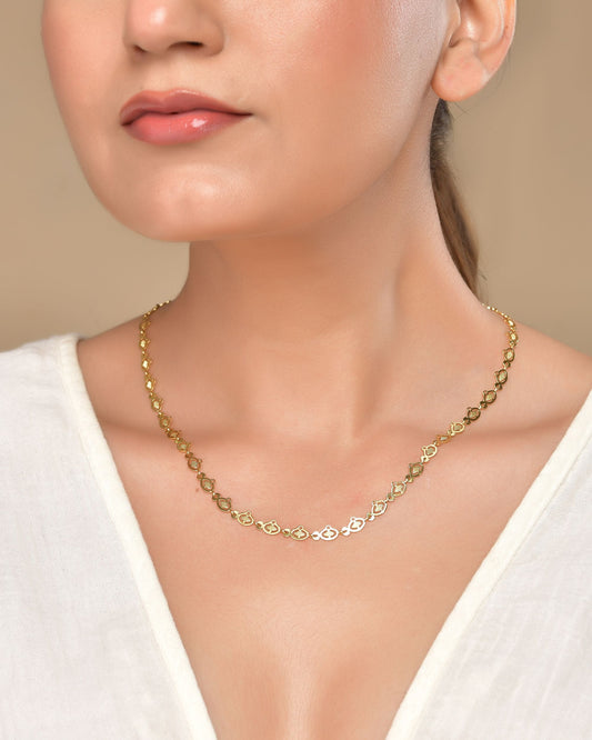 VOJ Gold Polished Oval Shaped Minimal Chain For Women - Swadesiicart