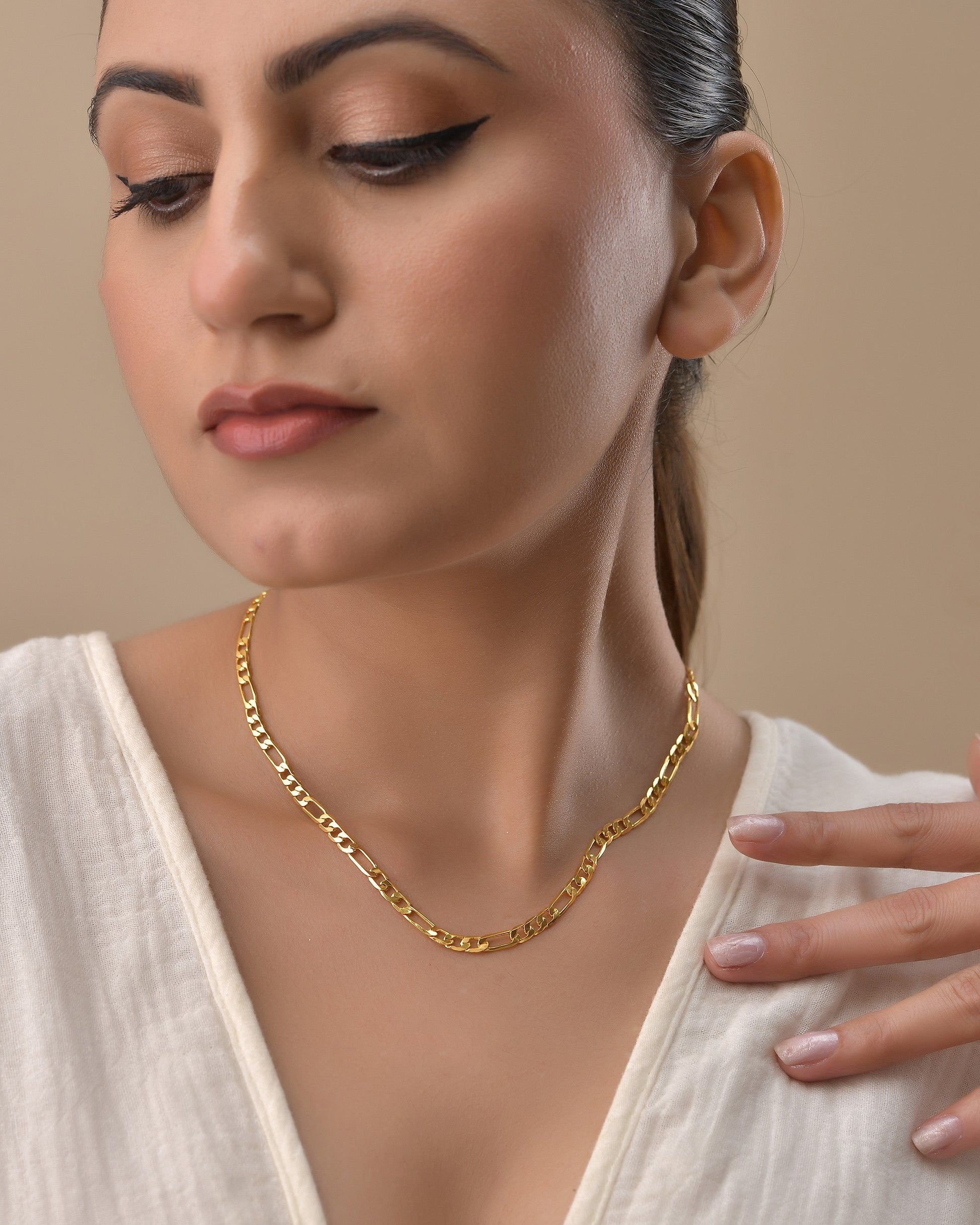 VOJ Gold Polished Minimal Linked Chain For Women - Swadesiicart