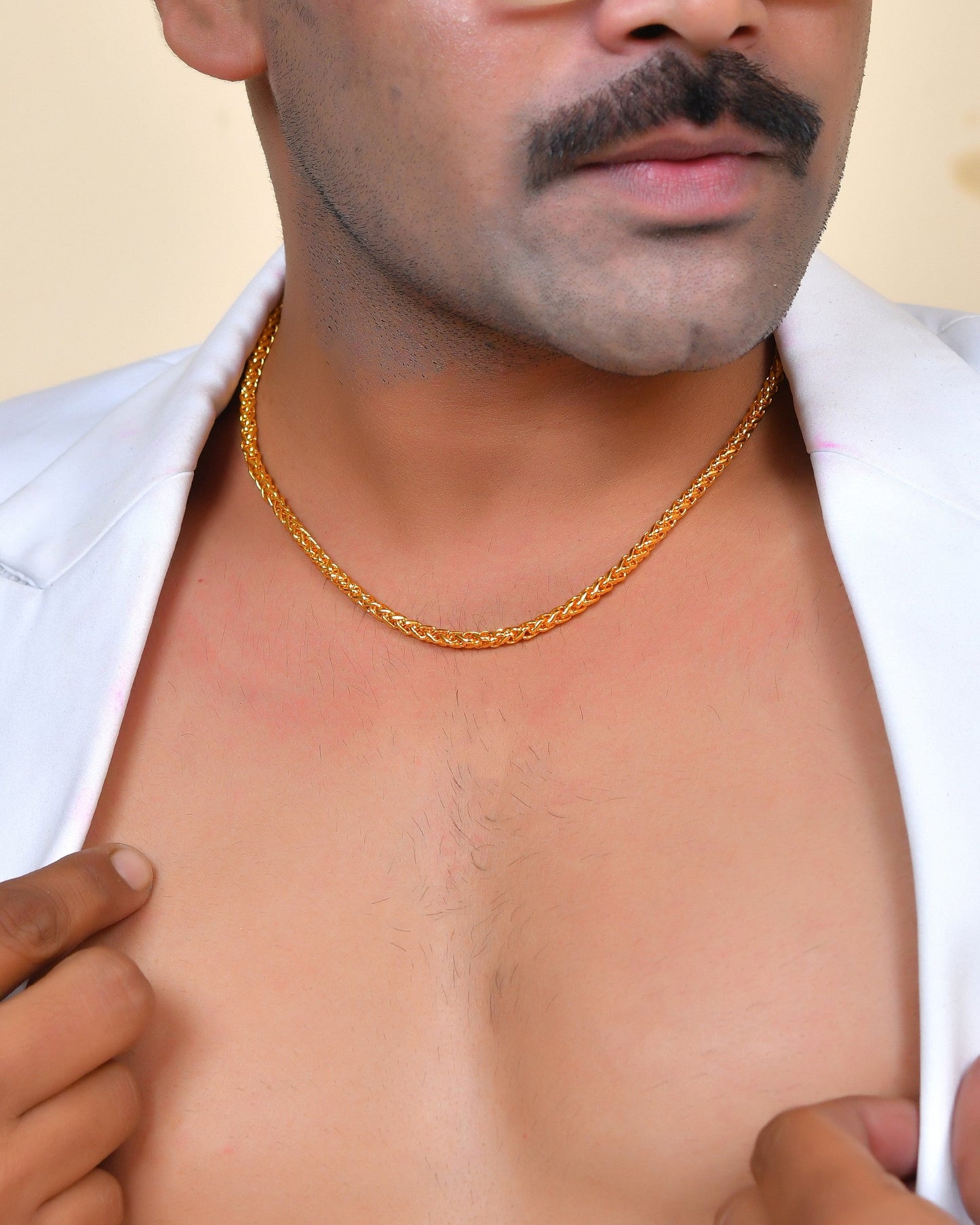 VOJ Men Gold Polished Round Classic Chain - Swadesiicart