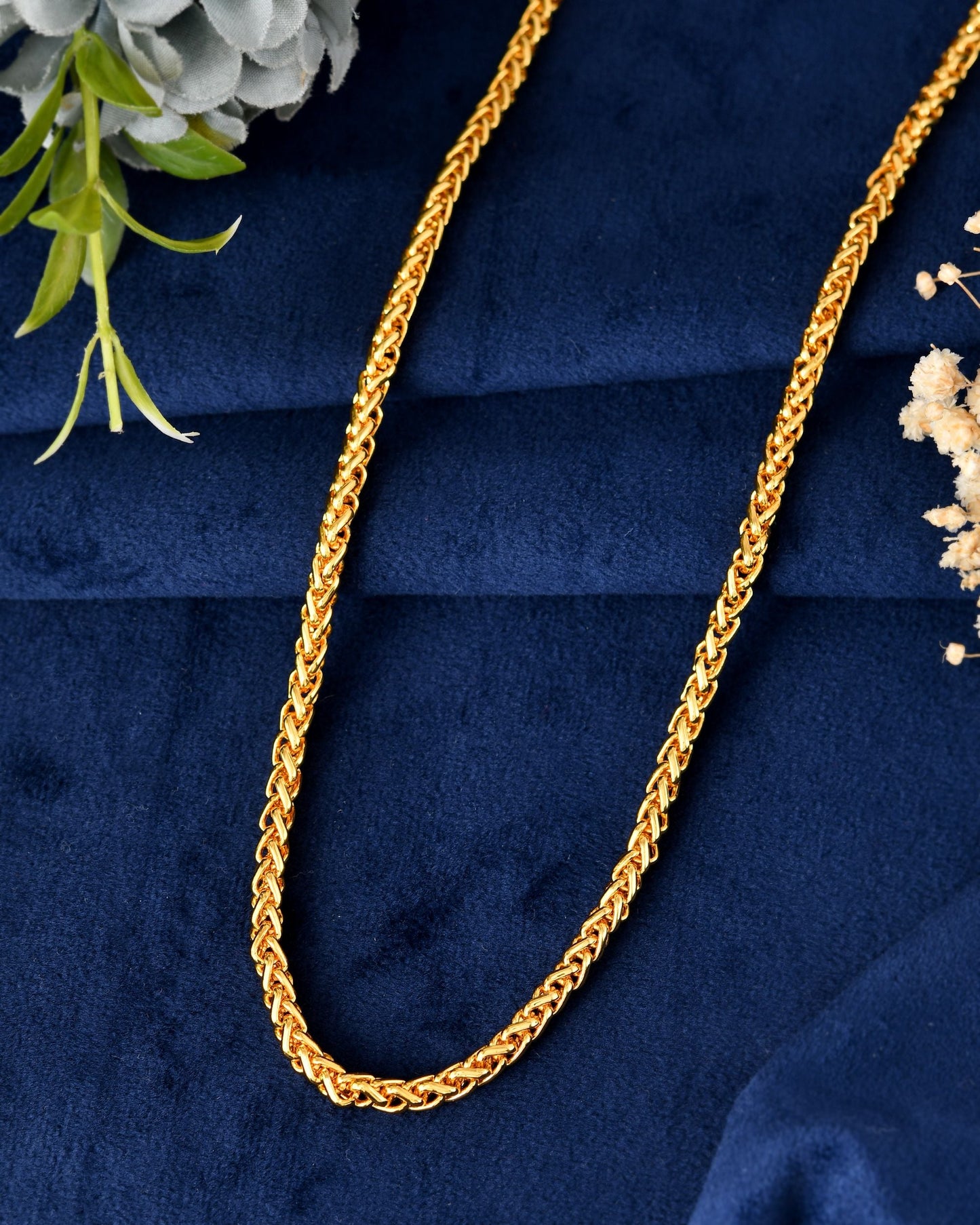 VOJ Men Gold Polished Round Classic Chain - Swadesiicart